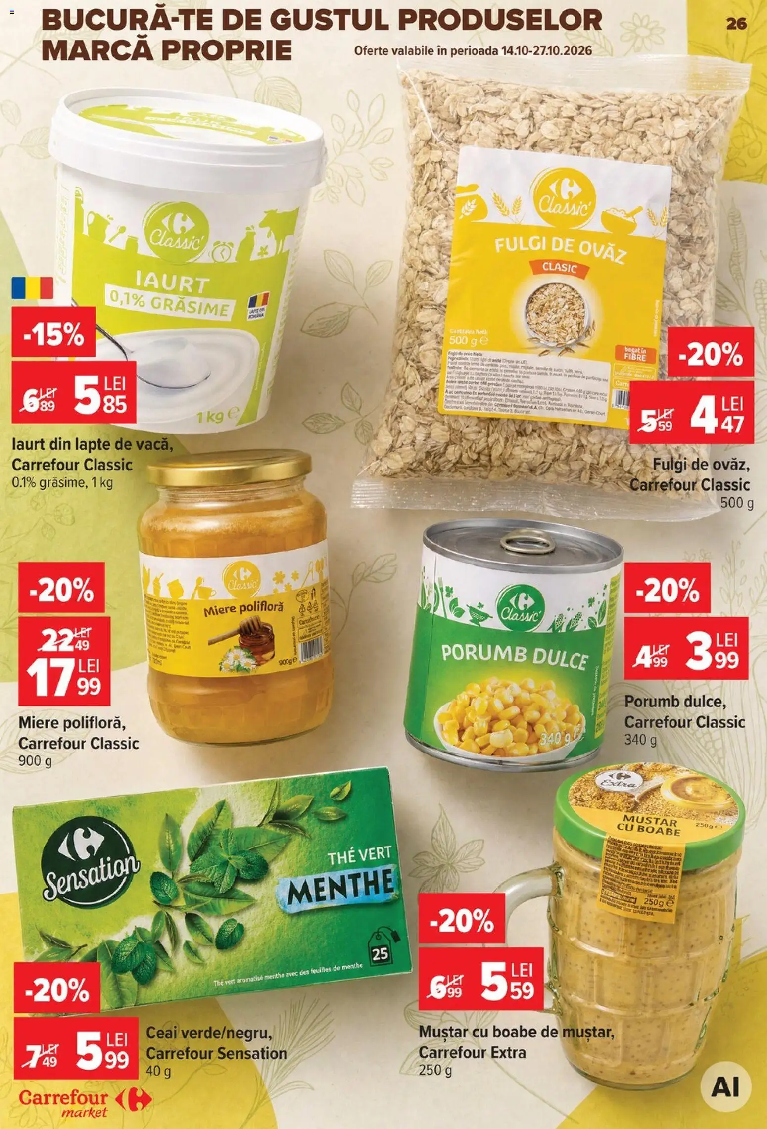 Catalog Carrefour 14 - 26 Octombrie 2026 | Pagina 26 | Produse: Carrefour Classic, Miere, Miere polifloră, Porumb