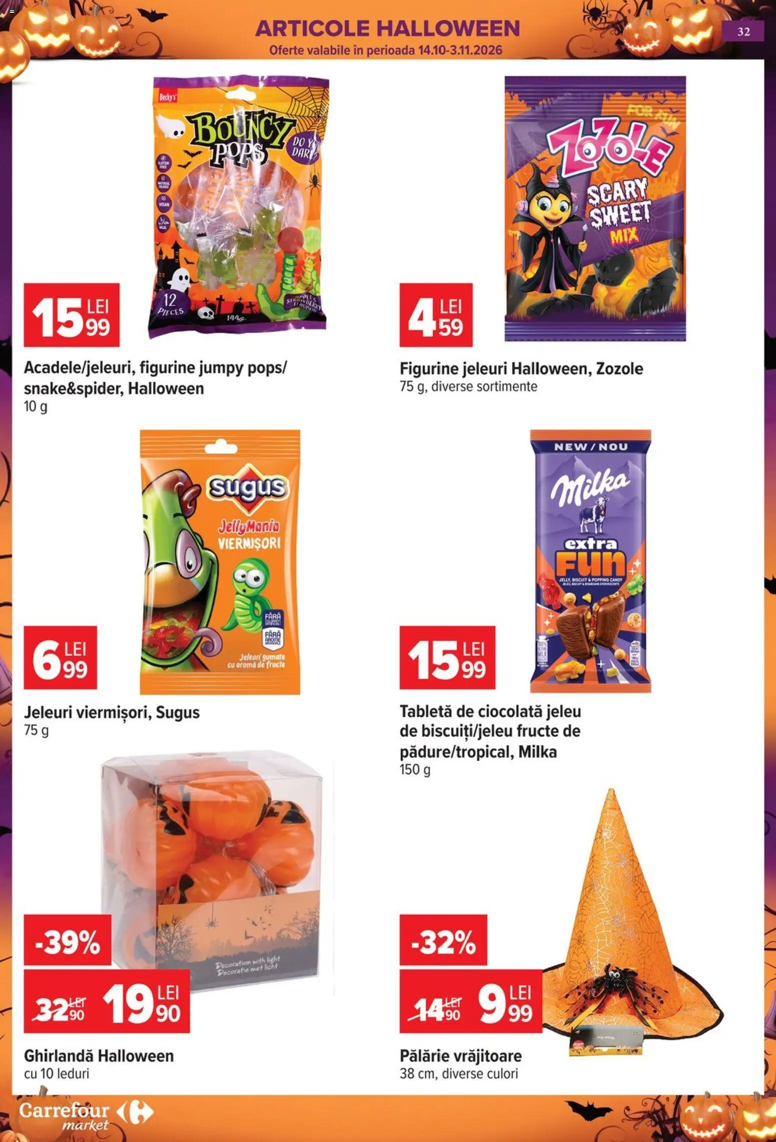 Catalog Carrefour 14 - 26 Octombrie 2026 | Pagina 32 | Produse: Pălărie, Ciocolată, Fructe, Jeleuri