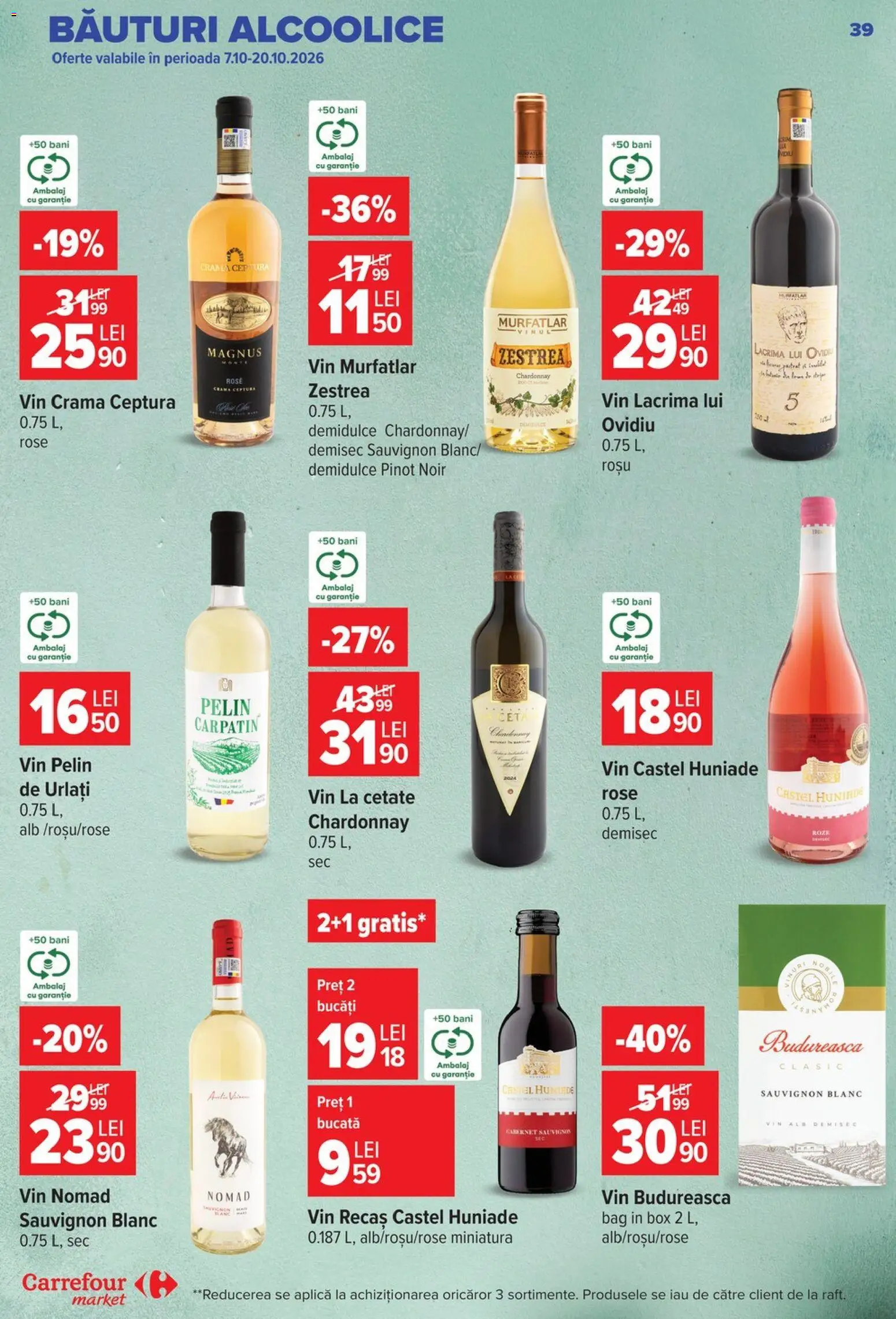 Catalog Carrefour 14 - 26 Octombrie 2026 | Pagina 39 | Produse: Castel huniade, Aplică, Vin, Sauvignon