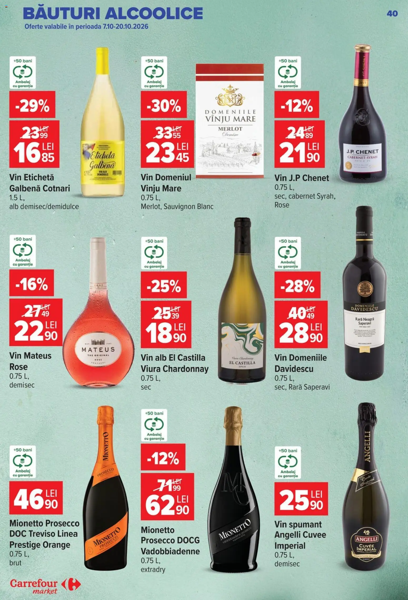 Catalog Carrefour 14 - 26 Octombrie 2026 | Pagina 40 | Produse: Vin spumant, Prosecco, Vin, Sauvignon
