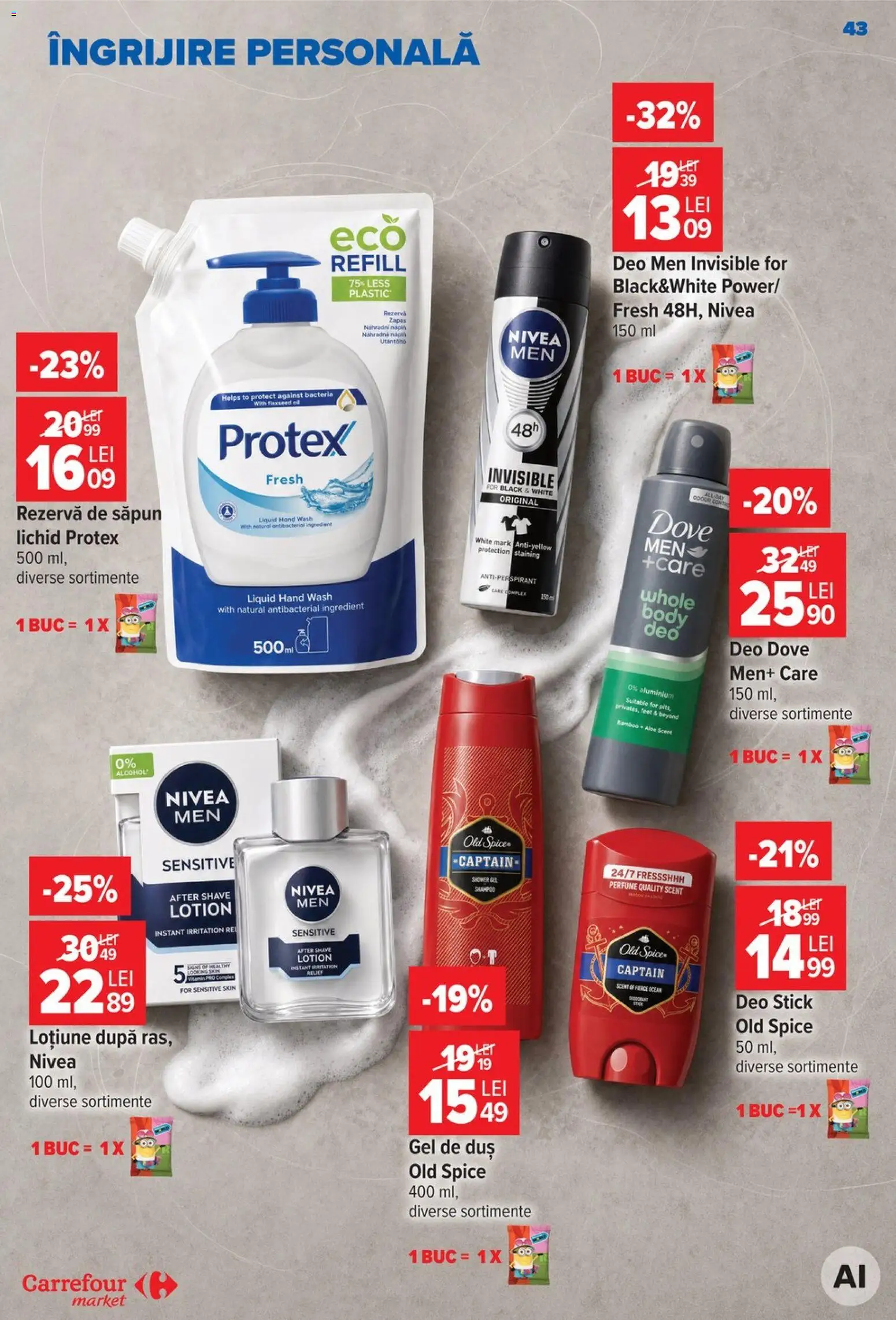 Catalog Carrefour 14 - 26 Octombrie 2026 | Pagina 43 | Produse: Duș, Săpun, Gel de duș, Antiperspirant