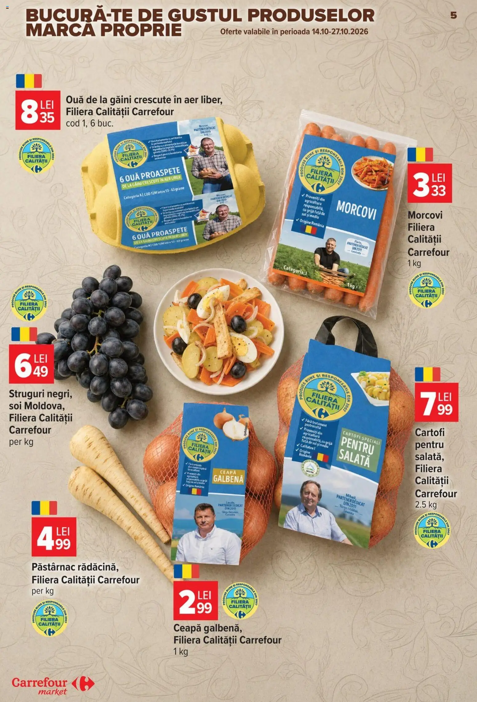 Catalog Carrefour 14 - 26 Octombrie 2026 | Pagina 5 | Produse: Ceapă galbenă, Ouă, Salată, Cartofi