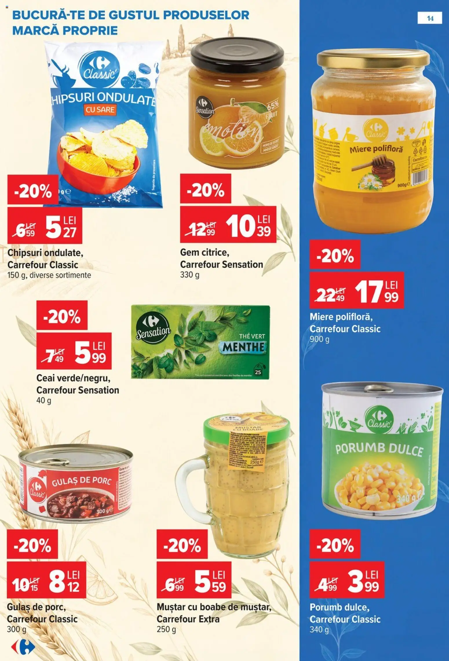 Catalog Carrefour 14 - 26 Octombrie 2026 | Pagina 14 | Produse: Carrefour Classic, Miere, Chipsuri, Sare