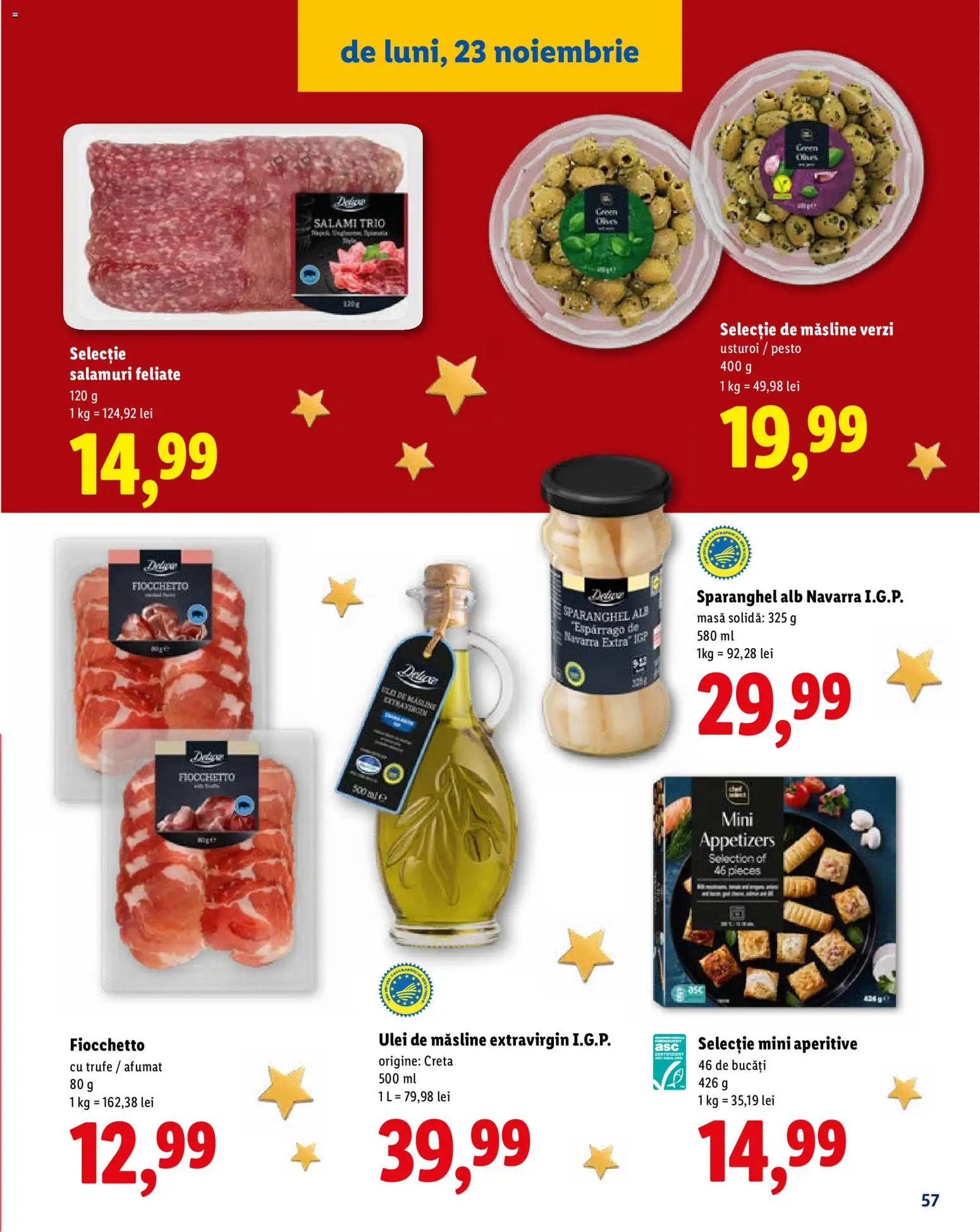 Catalog LIDL 19 Octombrie - 30 Decembrie 2026 | Pagina 57 | Produse: Ulei de masline extravirgin, Masă, Măsline, Deluxe