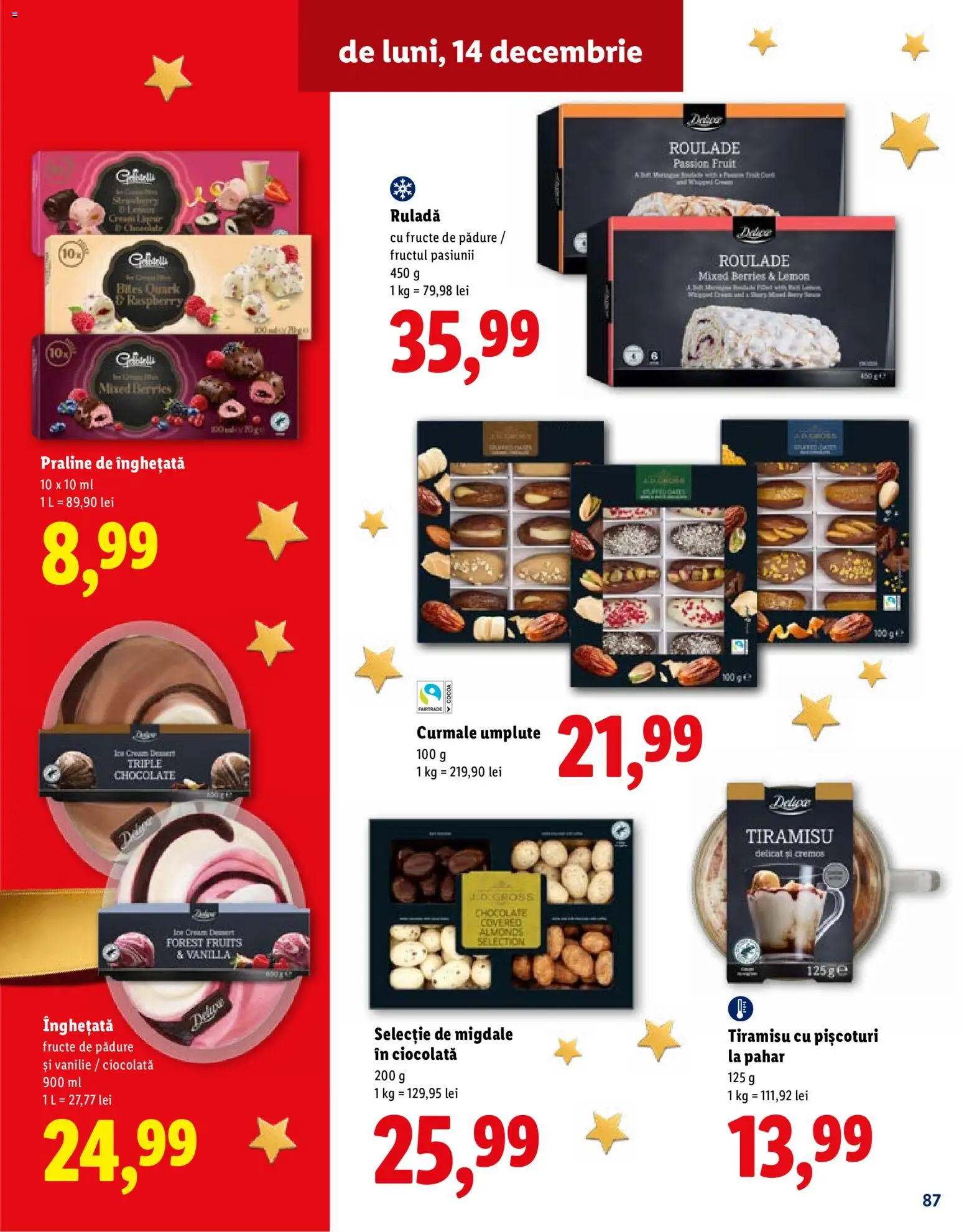 Catalog LIDL 19 Octombrie - 30 Decembrie 2026 | Pagina 87 | Produse: Migdale, Praline, Ruladă, Înghețată