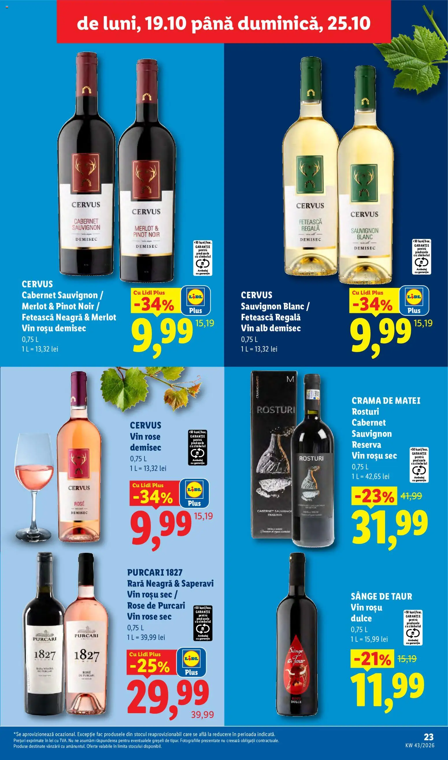 Catalog LIDL 19 - 24 Octombrie 2026 | Pagina 23 | Produse: Vin alb, Vin, Sauvignon, Plus