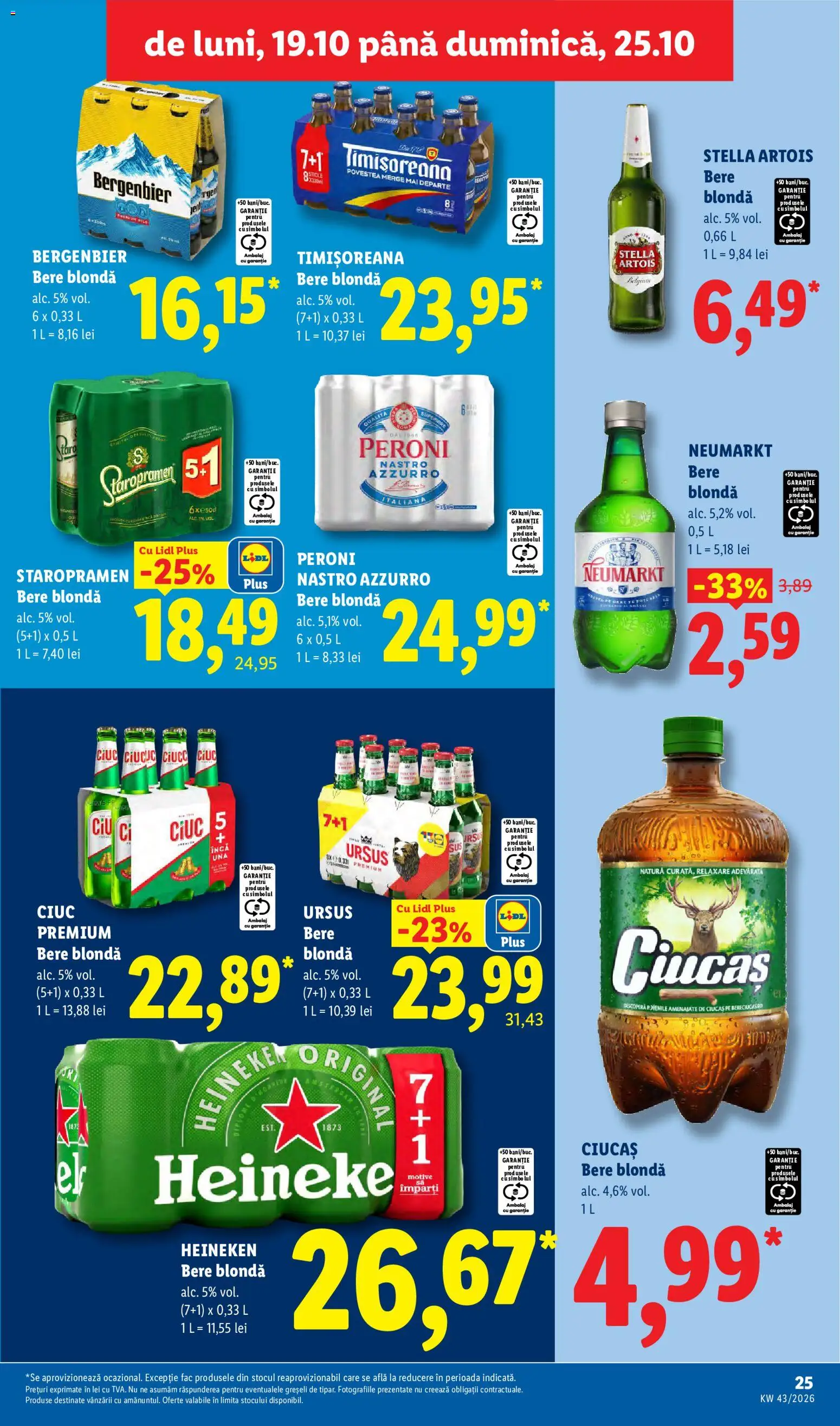 Catalog LIDL 19 - 24 Octombrie 2026 | Pagina 25 | Produse: Ursus, Peroni nastro azzurro, Bere, Bergenbier