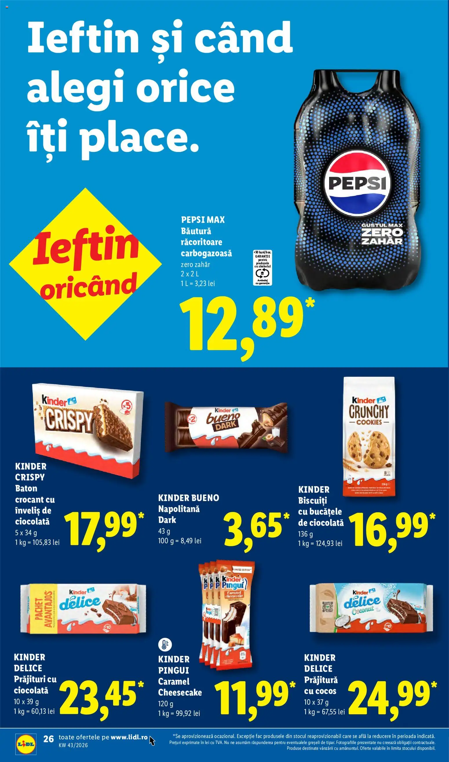 Catalog LIDL 19 - 24 Octombrie 2026 | Pagina 26 | Produse: Zero, Bautura racoritoare, Ciocolată, Biscuiți