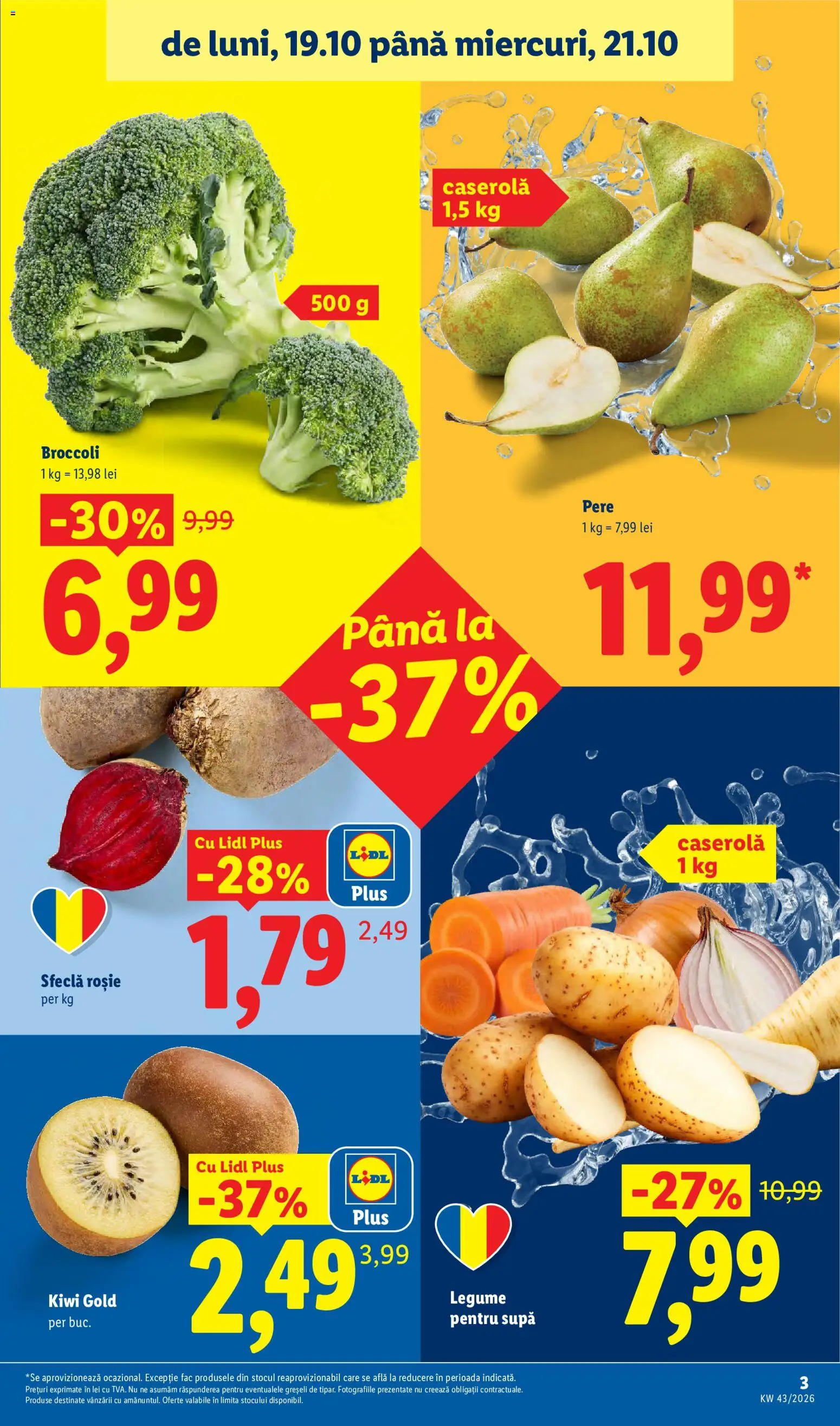 Catalog LIDL 19 - 24 Octombrie 2026 | Pagina 3 | Produse: Kiwi, Broccoli, Pere, Plus