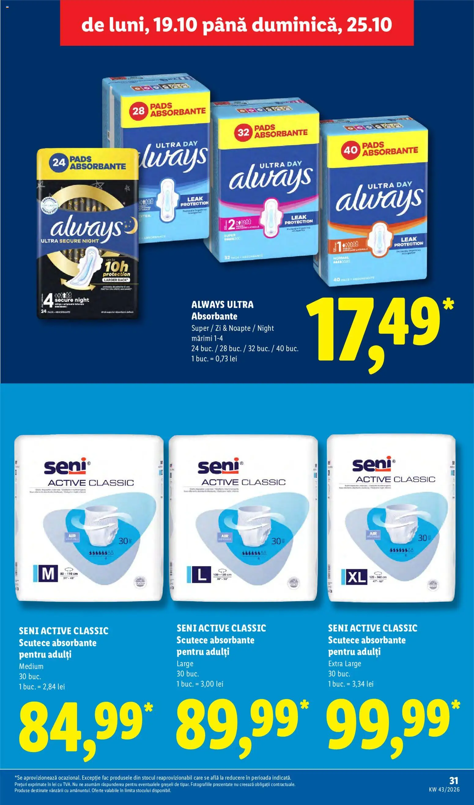 Catalog LIDL 19 - 24 Octombrie 2026 | Pagina 31 | Produse: Active, Absorbante, Scutece