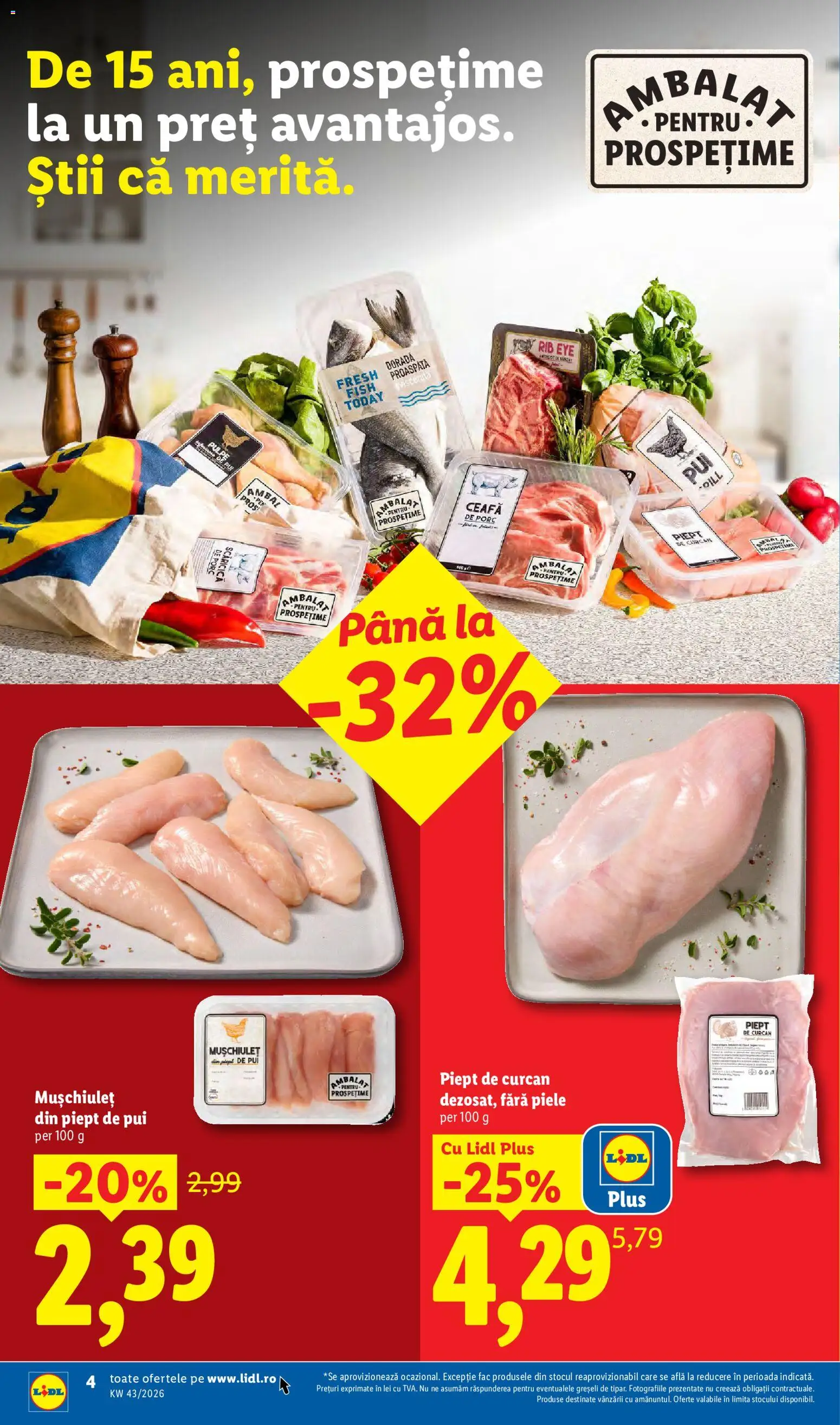 Catalog LIDL 19 - 24 Octombrie 2026 | Pagina 4 | Produse: Pui, Piept de curcan, Plus