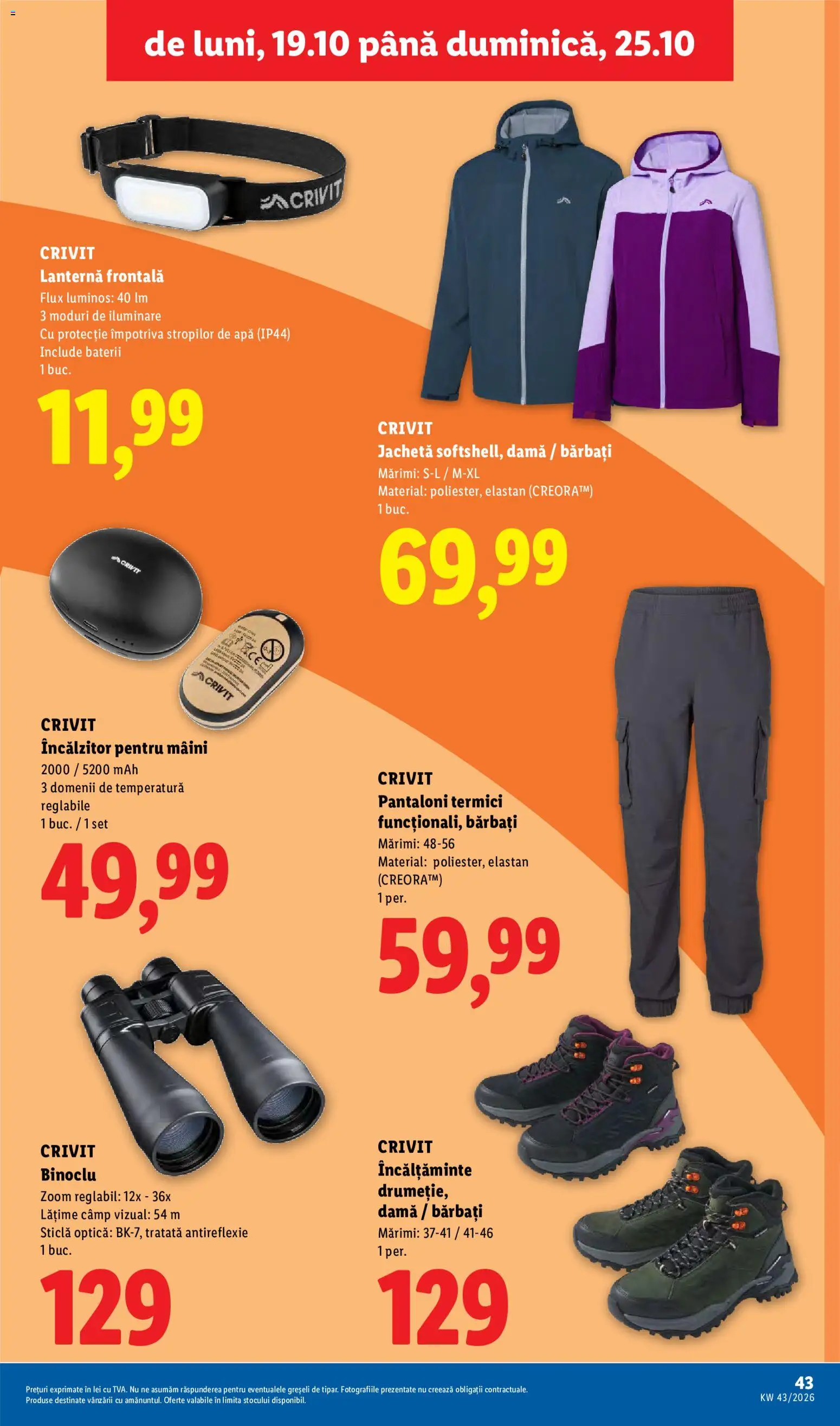 Catalog LIDL 19 - 24 Octombrie 2026 | Pagina 43 | Produse: Baterii, Incaltaminte, Pantaloni, Apă