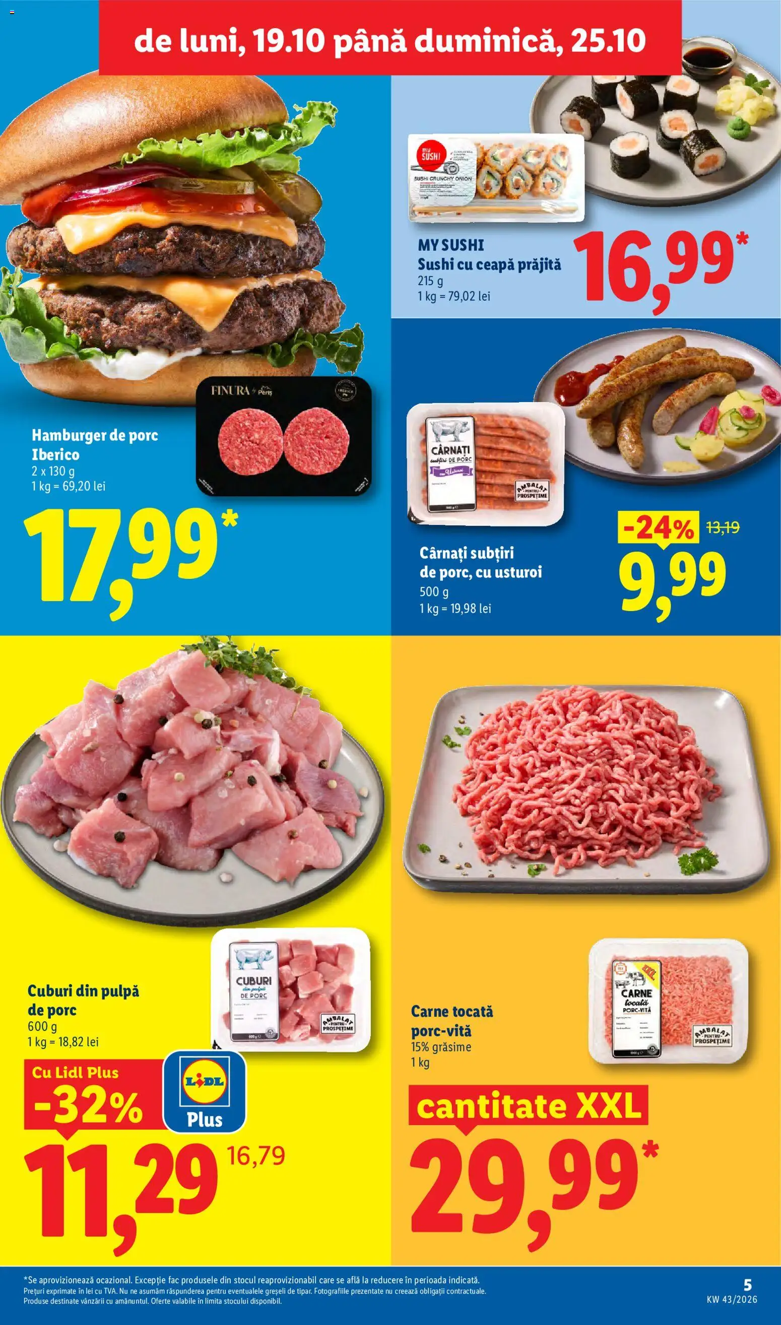Catalog LIDL 19 - 24 Octombrie 2026 | Pagina 5 | Produse: Hamburger, Burger, Ceapă, Cârnați