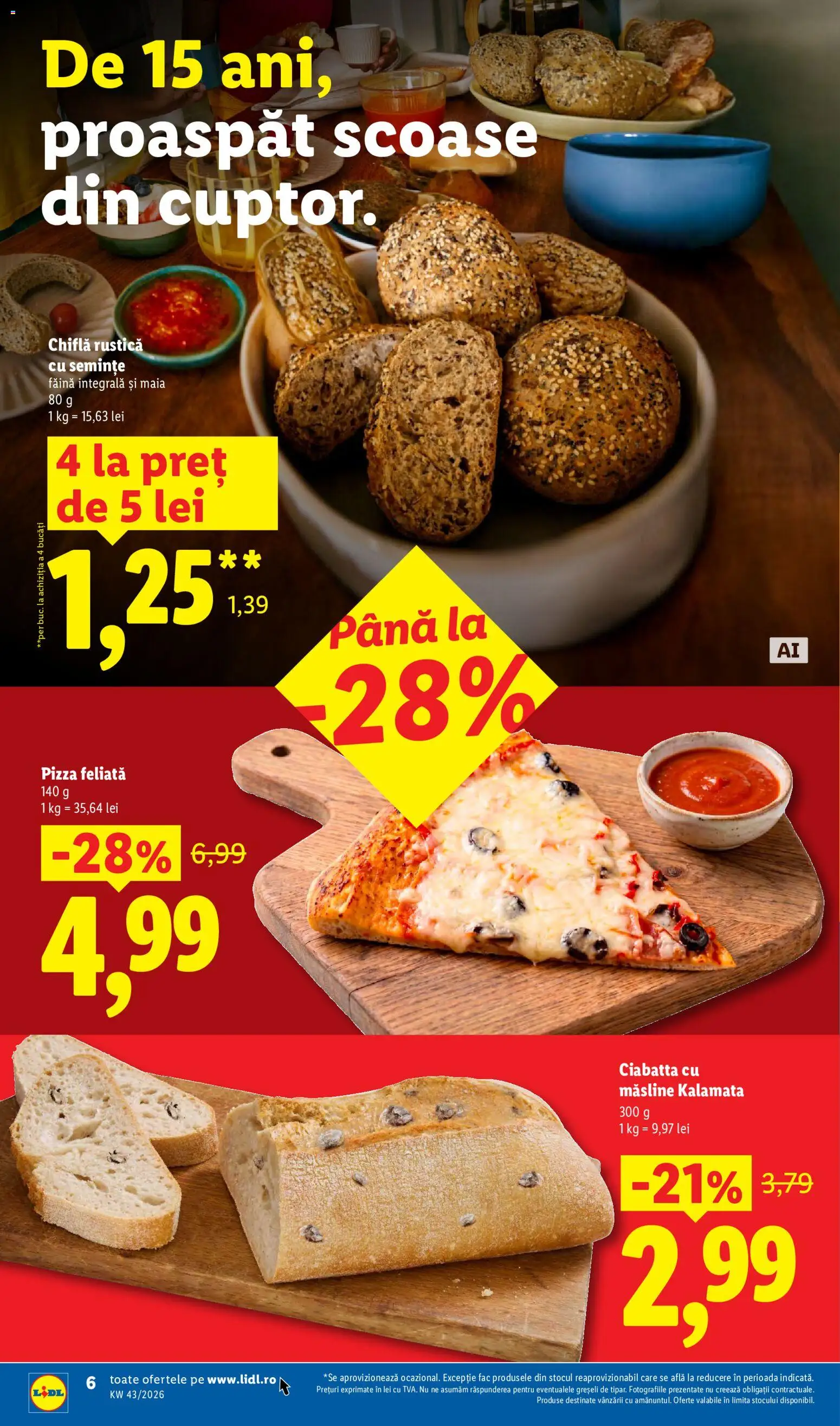 Catalog LIDL 19 - 24 Octombrie 2026 | Pagina 6 | Produse: Măsline, Chiflă, Pizza, Făină