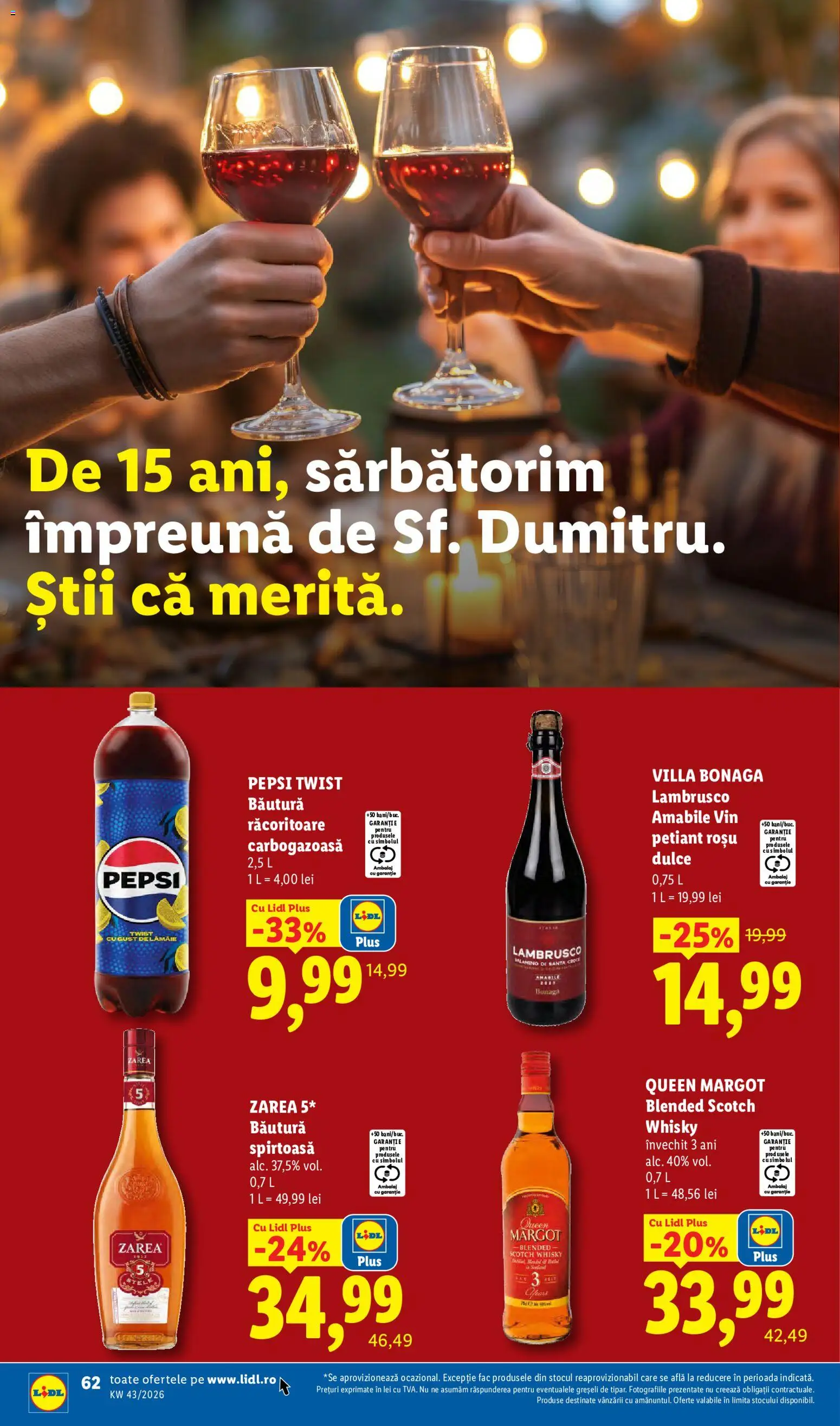 Catalog LIDL 19 - 24 Octombrie 2026 | Pagina 62 | Produse: Bautura racoritoare, Scotch Whisky, Lambrusco, Plus