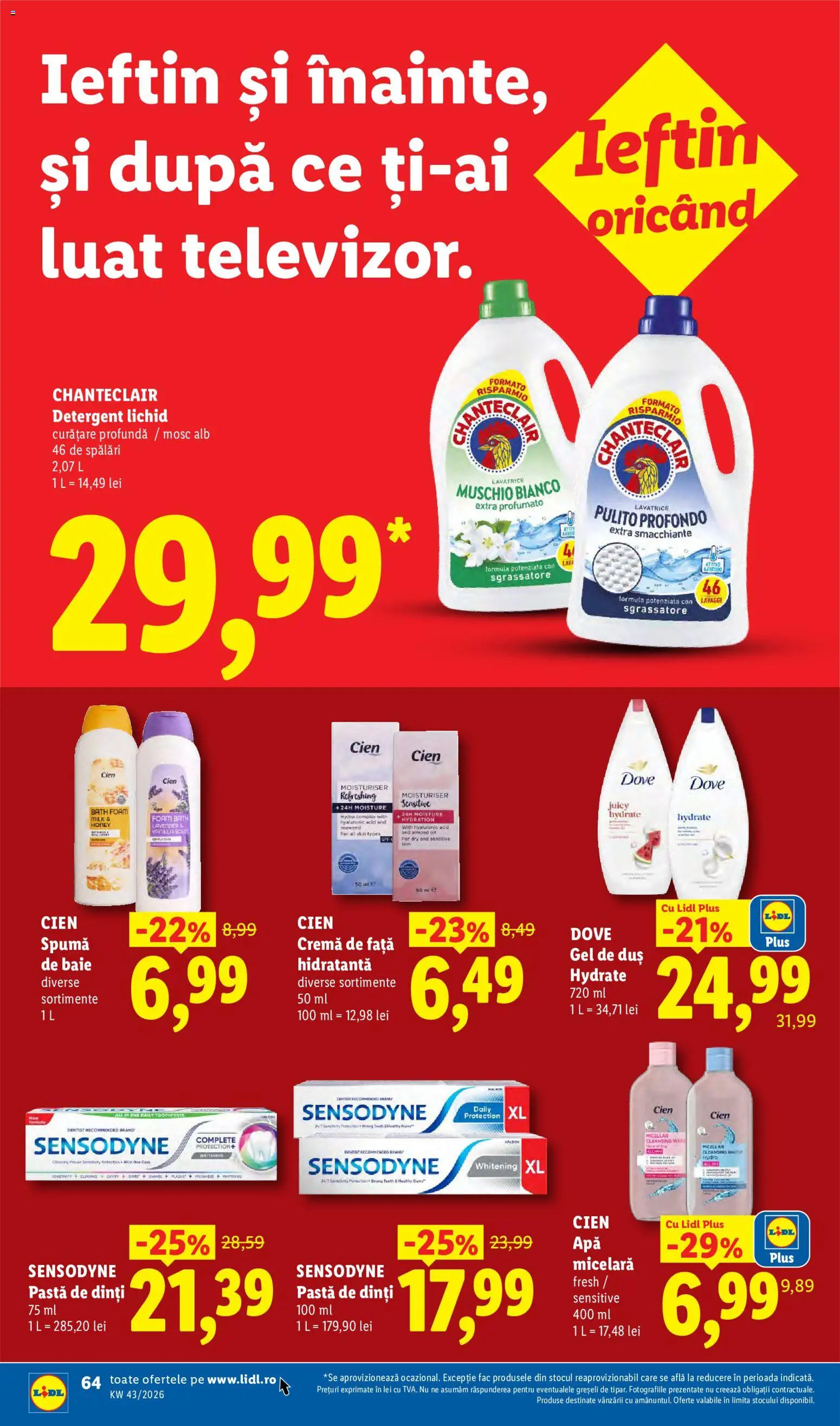 Catalog LIDL 19 - 24 Octombrie 2026 | Pagina 64 | Produse: Duș, Spumă de baie, Detergent, Plus