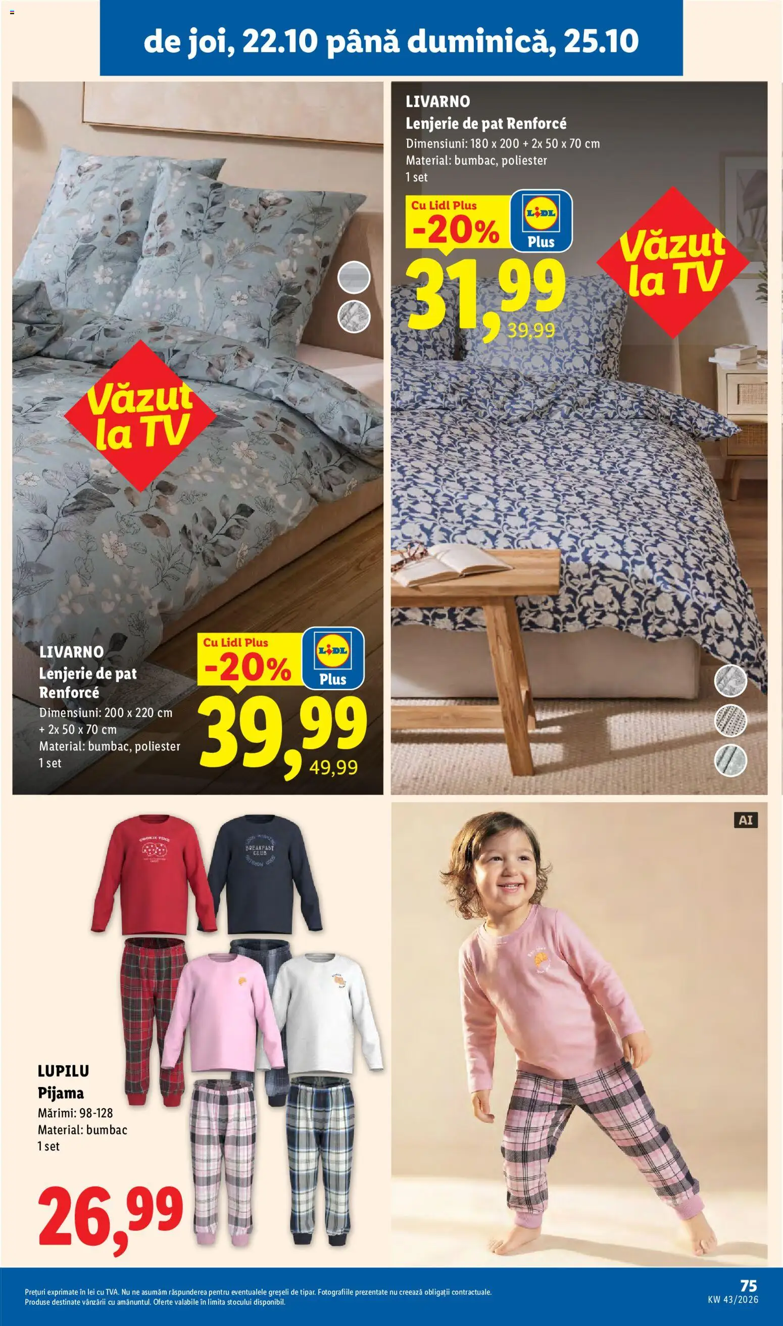 Catalog LIDL 19 - 24 Octombrie 2026 | Pagina 75 | Produse: Pat, Lenjerie de pat, Sport, Pijamă