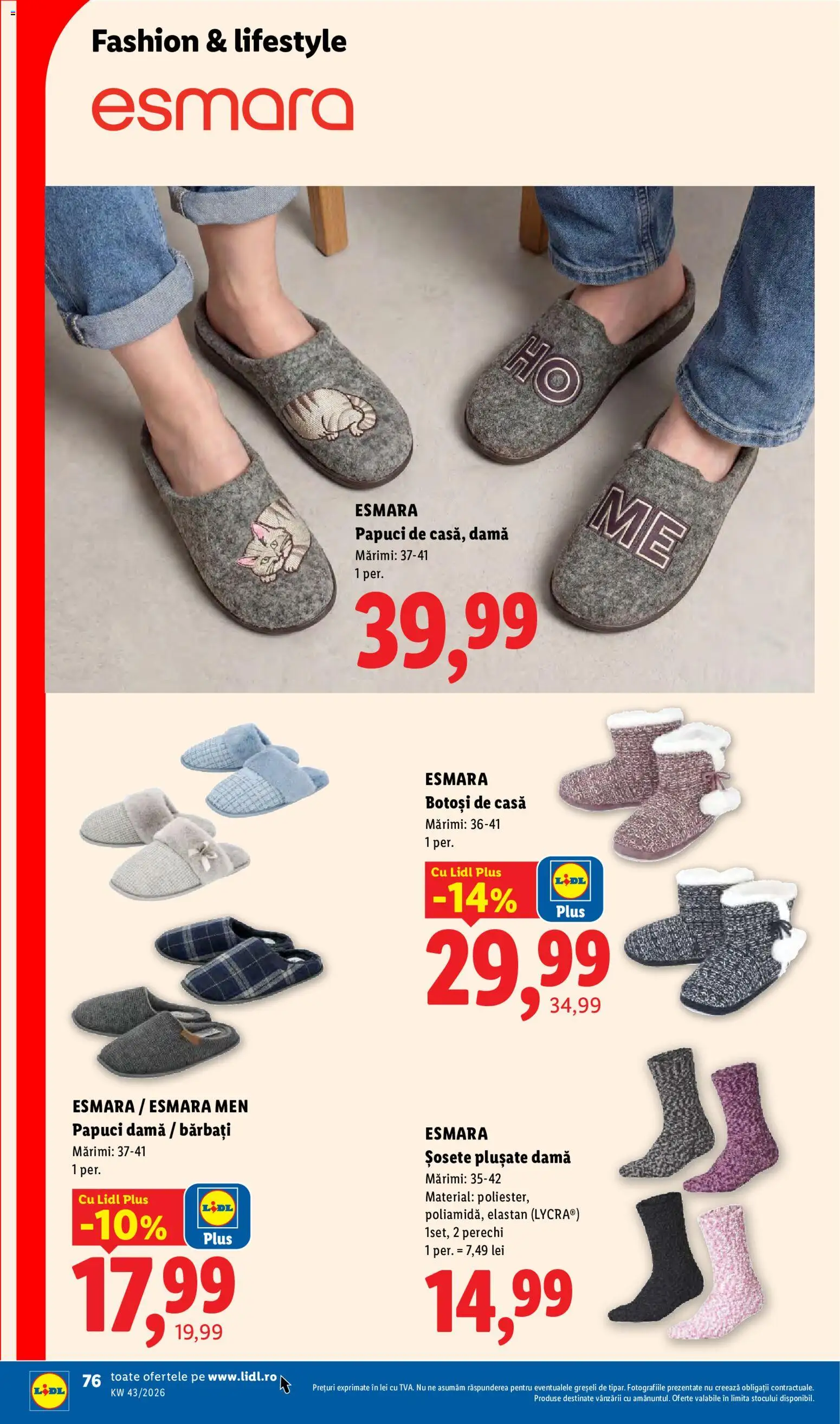 Catalog LIDL 19 - 24 Octombrie 2026 | Pagina 76 | Produse: Sport, Șosete, Plus, Papuci