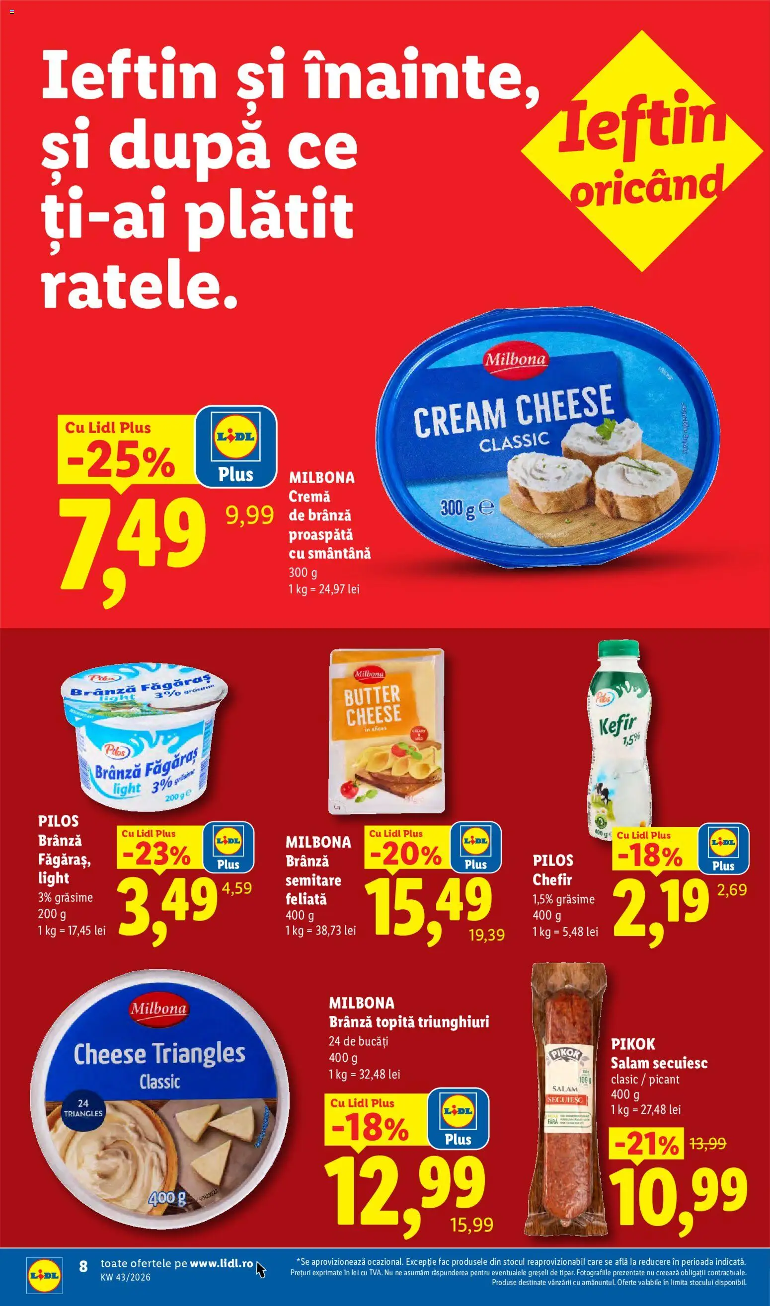 Catalog LIDL 19 - 24 Octombrie 2026 | Pagina 8 | Produse: Cremă, Kefir, Cremă de brânză, Plus