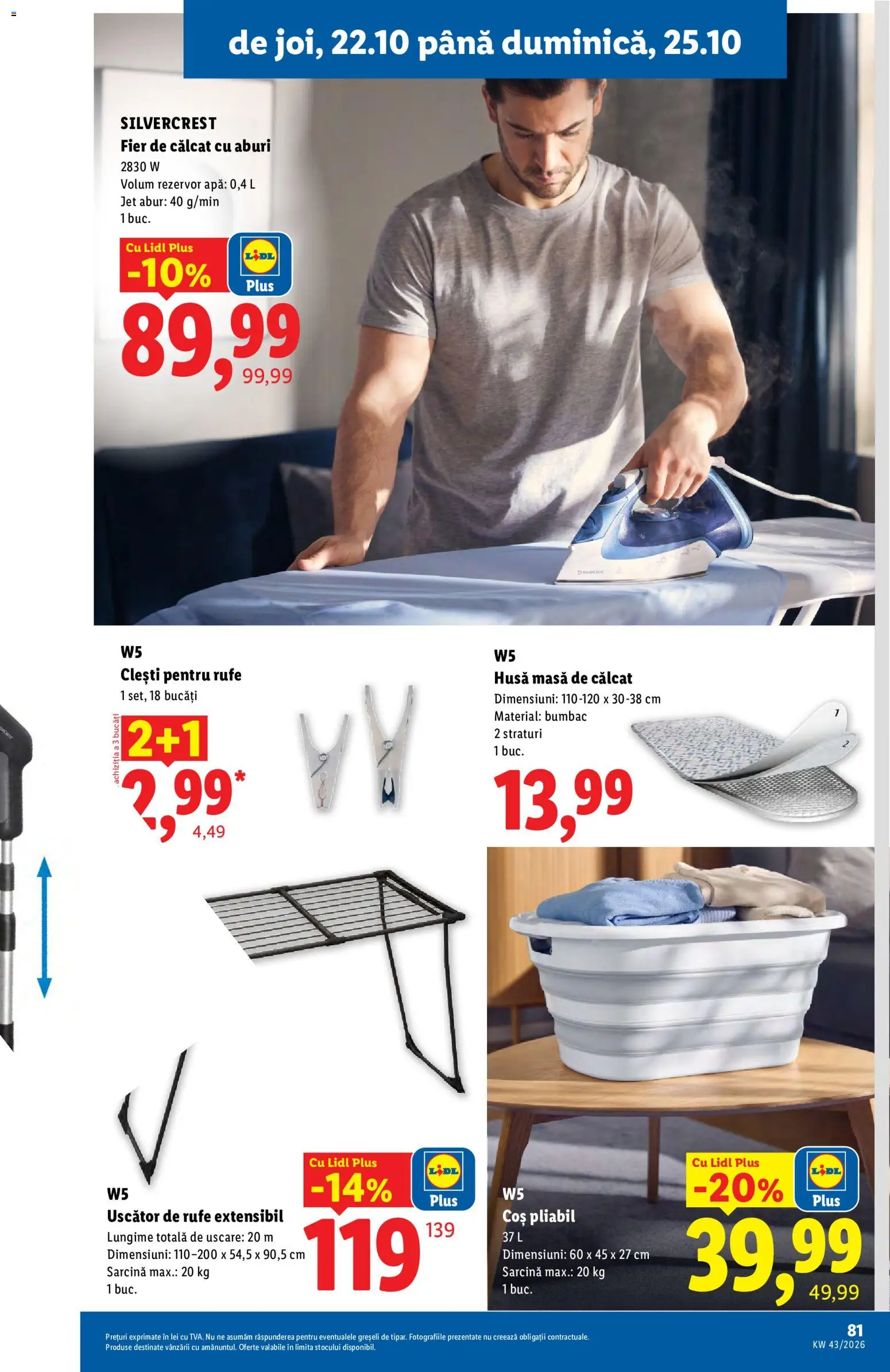 Catalog LIDL 19 - 24 Octombrie 2026 | Pagina 81 | Produse: Uscător de Rufe, Masă, Apă, Plus