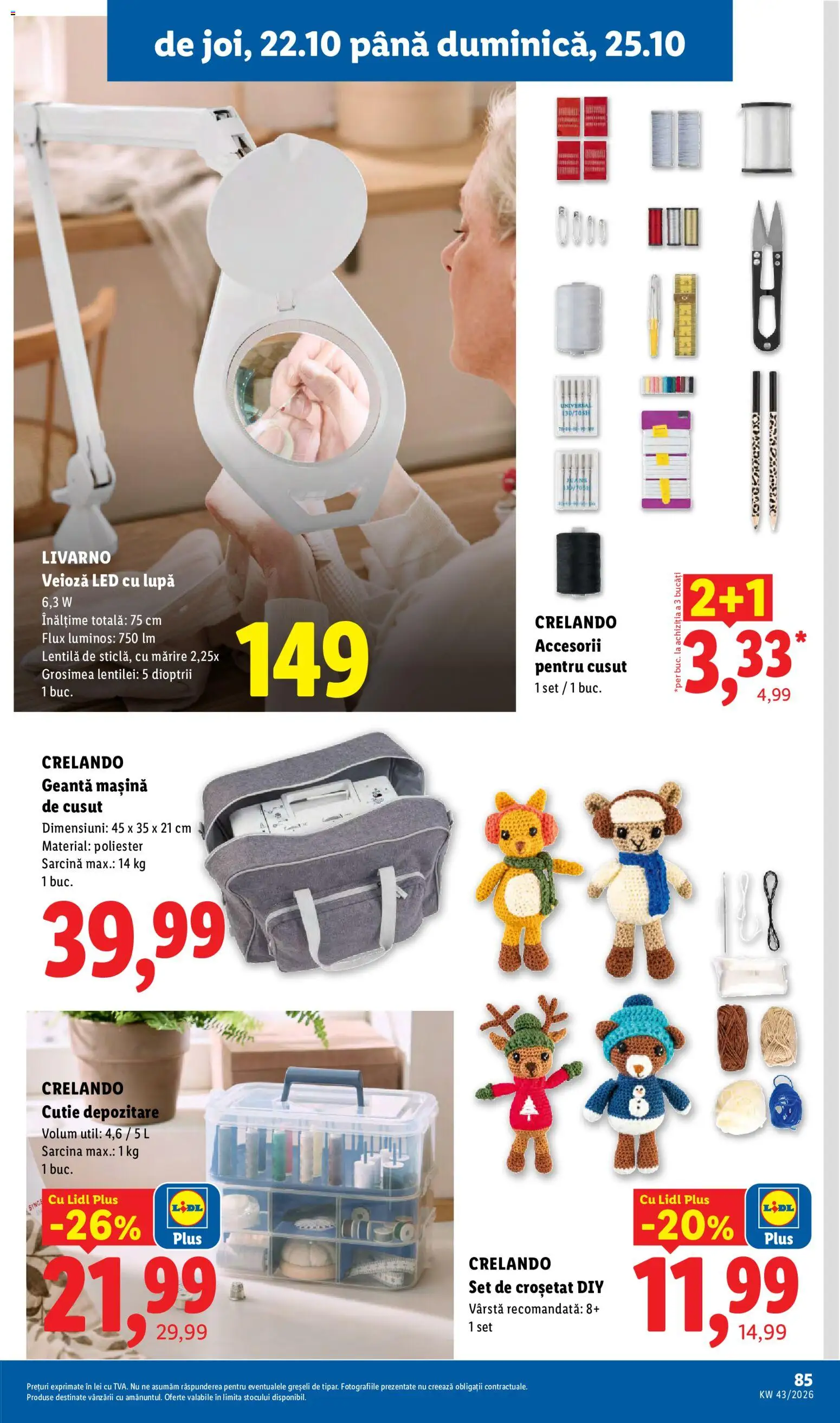 Catalog LIDL 19 - 24 Octombrie 2026 | Pagina 85 | Produse: Geantă, Mașină De Cusut, Max1, Plus