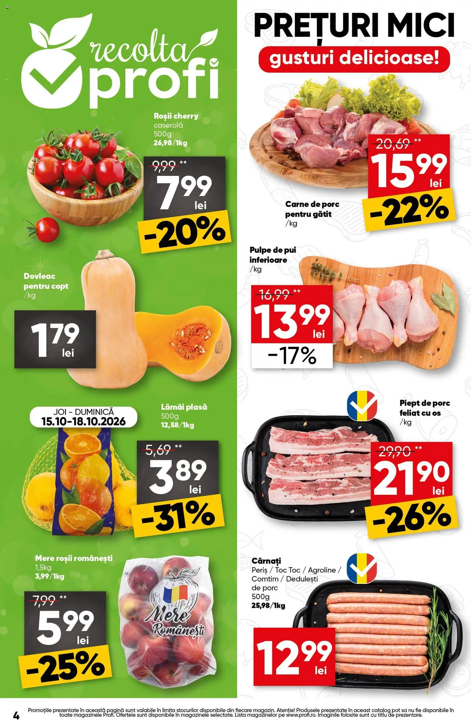 Catalog Profi 15 - 20 Octombrie 2026 | Pagina 4 | Produse: Dovleac, Pui, Mere, Cârnați