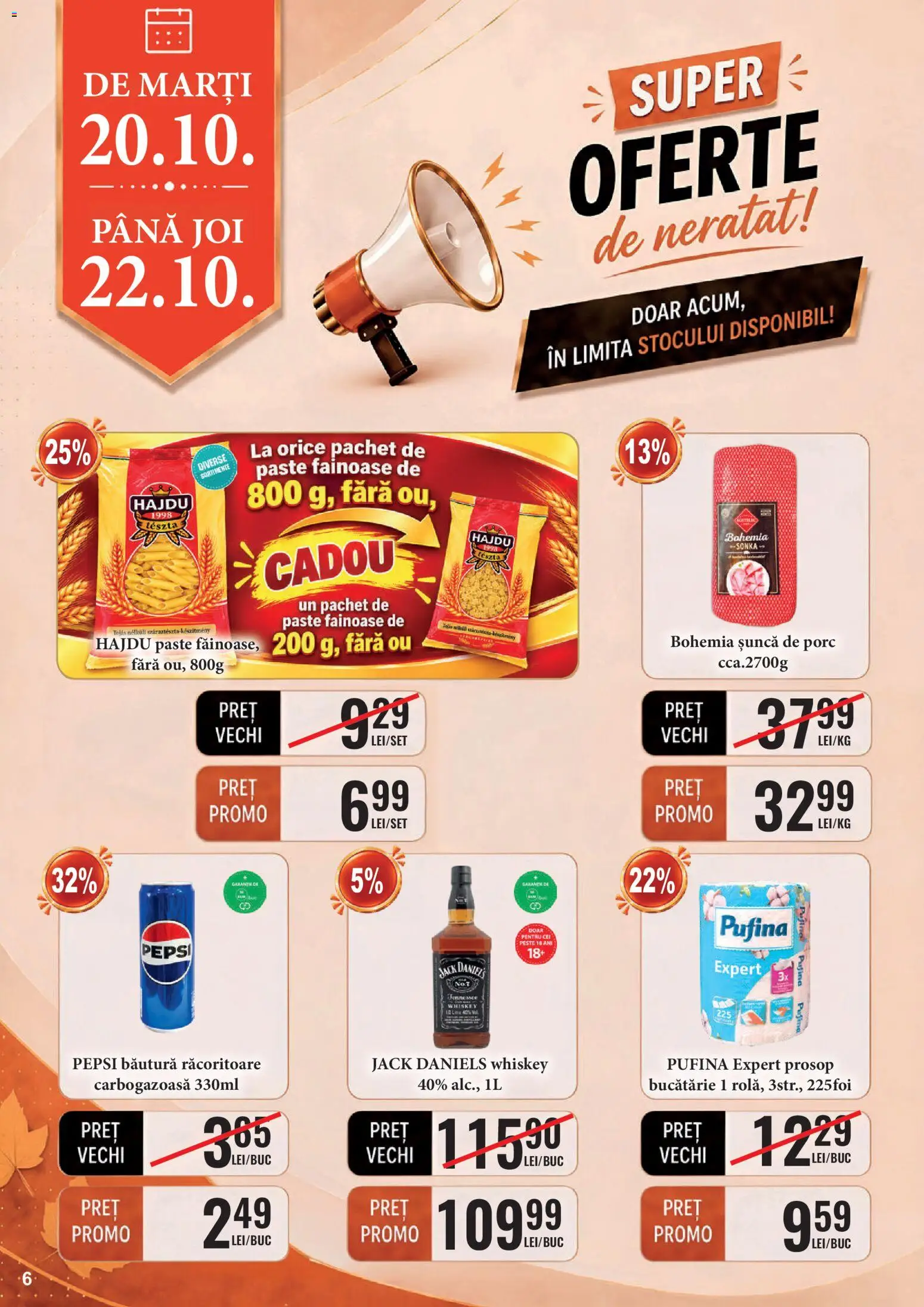 Catalog CBA 16 - 30 Octombrie 2026 | Pagina 6 | Produse: Bucătărie, Pepsi, Șuncă, Whiskey