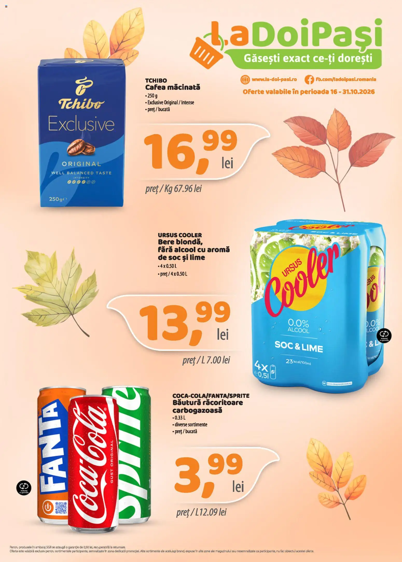 Catalog LaDoiPași 16 - 30 Octombrie 2026 | Pagina 1 | Produse: Lime, Cafea macinata, Fanta, Cafea