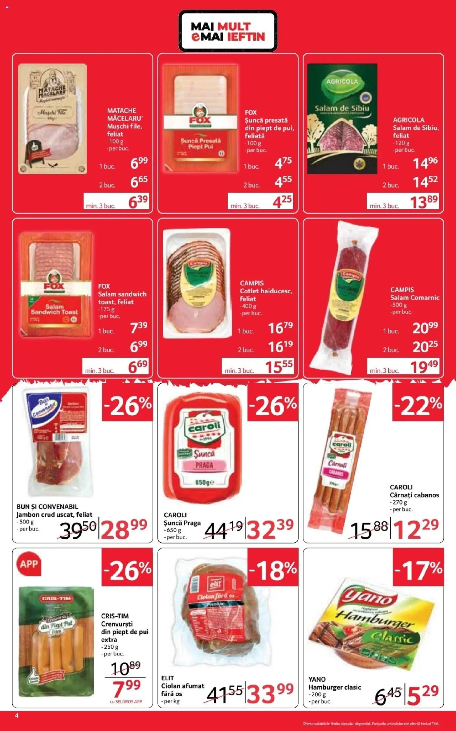 Catalog Selgros 16 - 28 Octombrie 2026 | Pagina 4 | Produse: Agricola, Cotlet, Cabanos, Salam