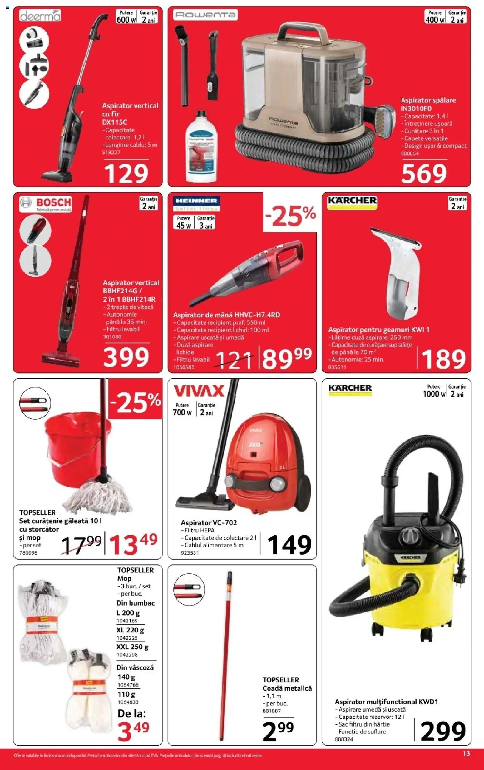 Catalog Selgros 16 - 28 Octombrie 2026 | Pagina 13 | Produse: Aspirator vertical, Aspirator, Mop, Sac