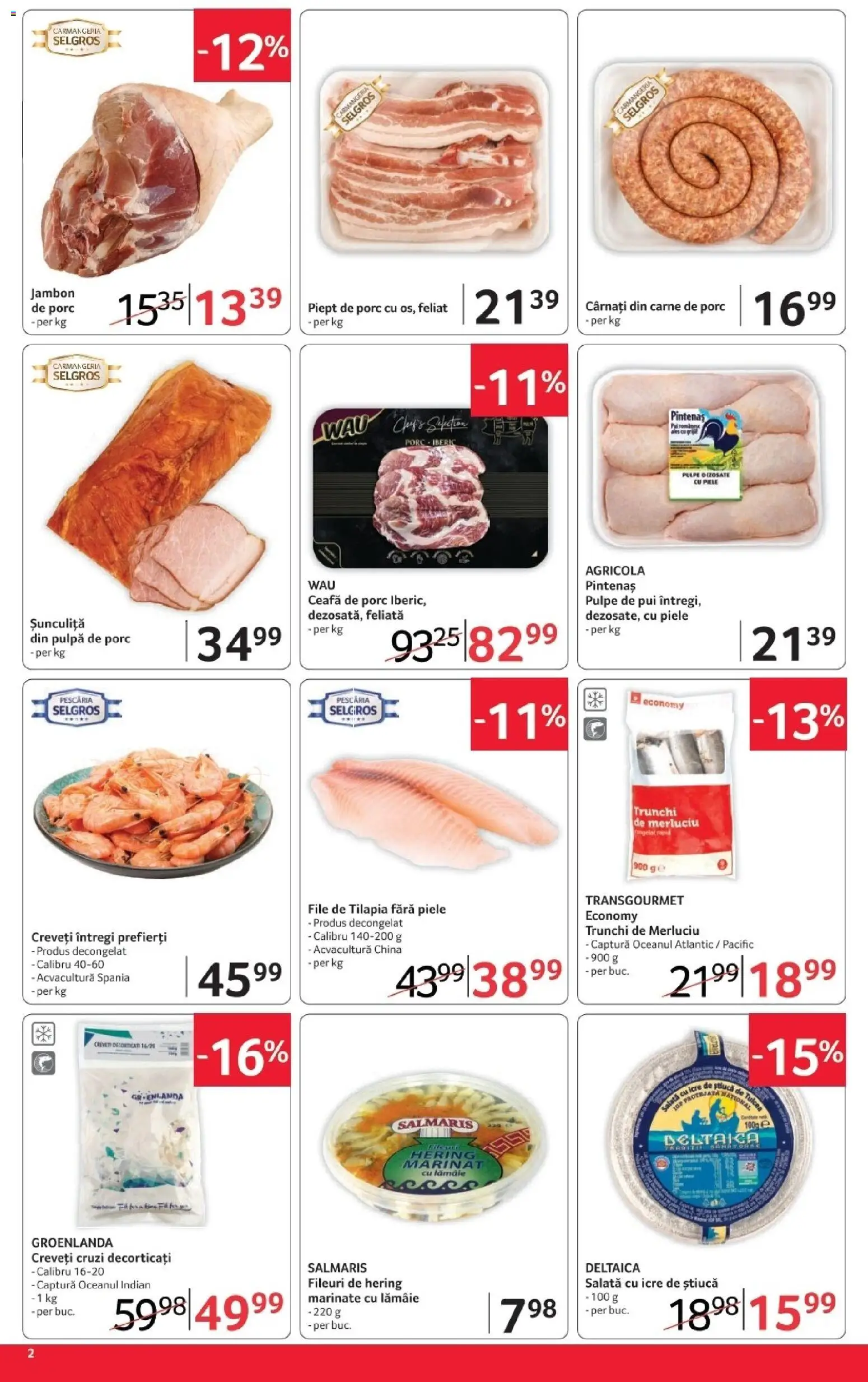 Catalog Selgros 16 - 28 Octombrie 2026 | Pagina 2 | Produse: Trunchi de Merluciu, Ceafa de porc, Carne De Porc, Salată