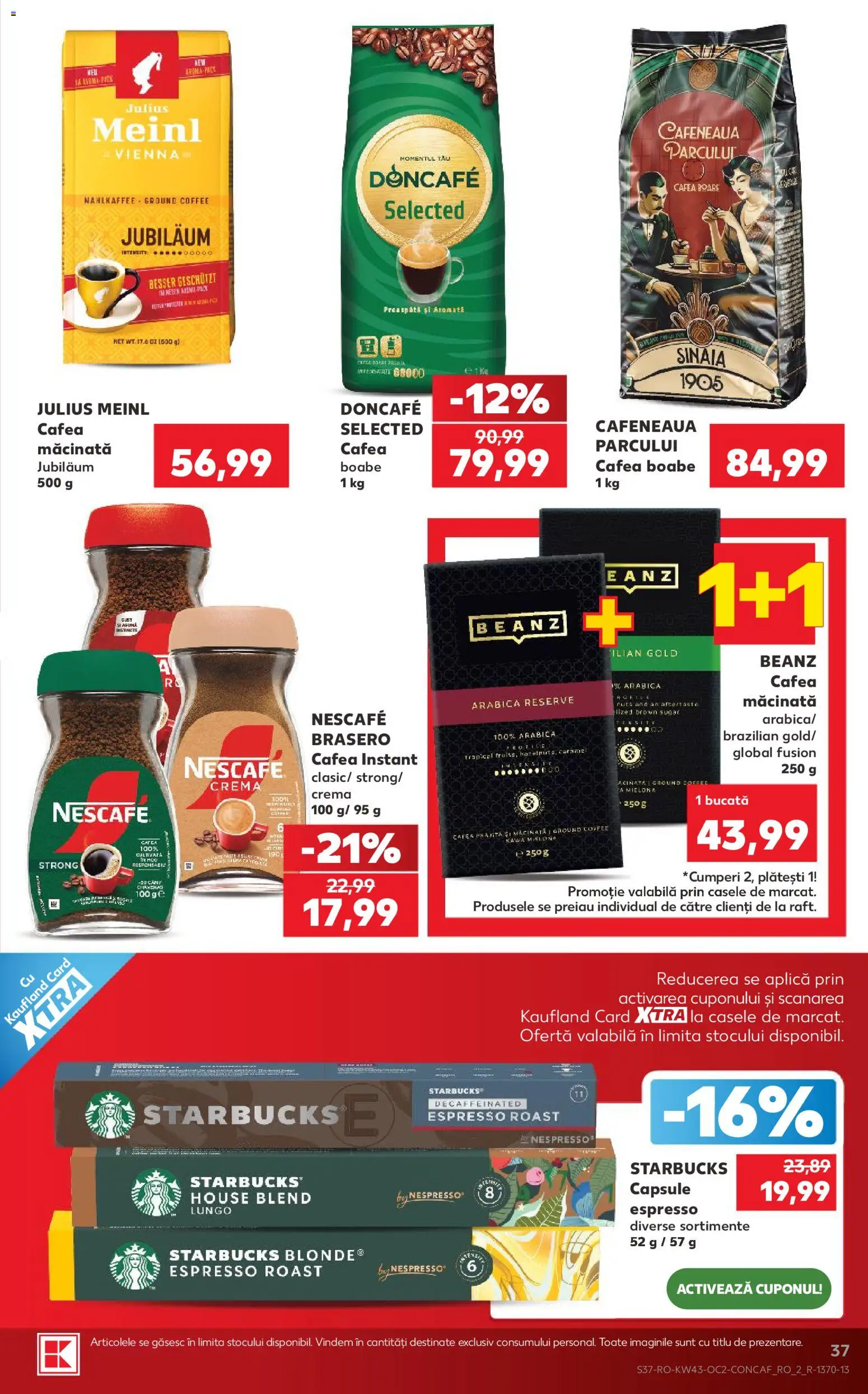 Catalog Kaufland 21 - 26 Octombrie 2026 | Pagina 37 | Produse: Cafea macinata, Doncafe, Cremă, Cafea