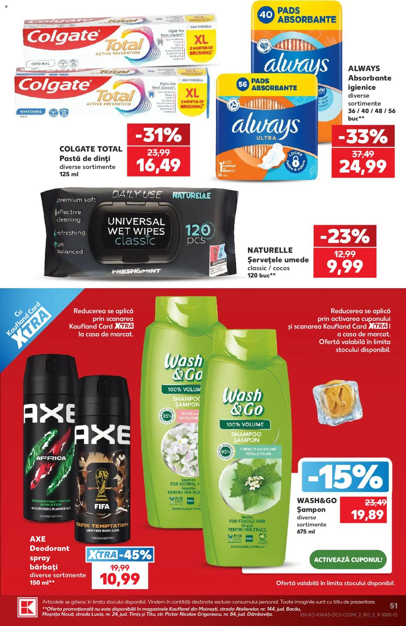 Catalog Kaufland 21 - 26 Octombrie 2026 | Pagina 51 | Produse: Deodorant, Pastă de dinți, Paste, Absorbante