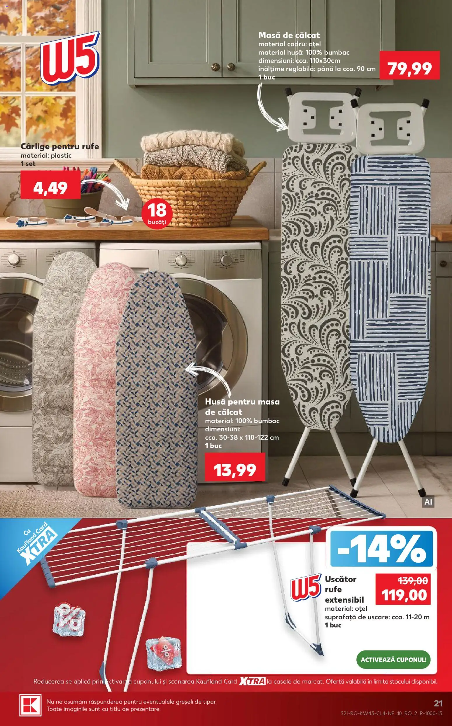 Catalog Kaufland 21 - 26 Octombrie 2026 | Pagina 21 | Produse: Uscător, Aplică, Masă, Masă de călcat