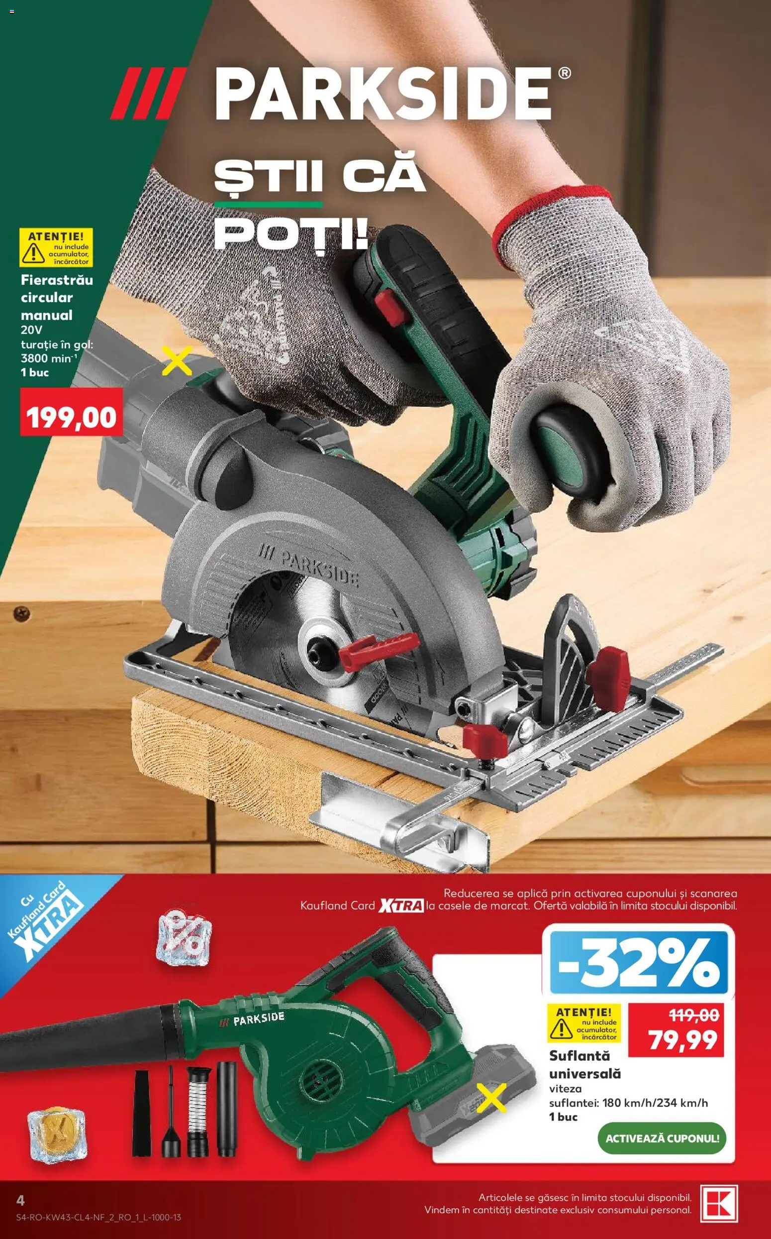 Catalog Kaufland 21 - 26 Octombrie 2026 | Pagina 4 | Produse: Fierastrau circular, Fierastrau Circular Manual, Suflantă, Aplică