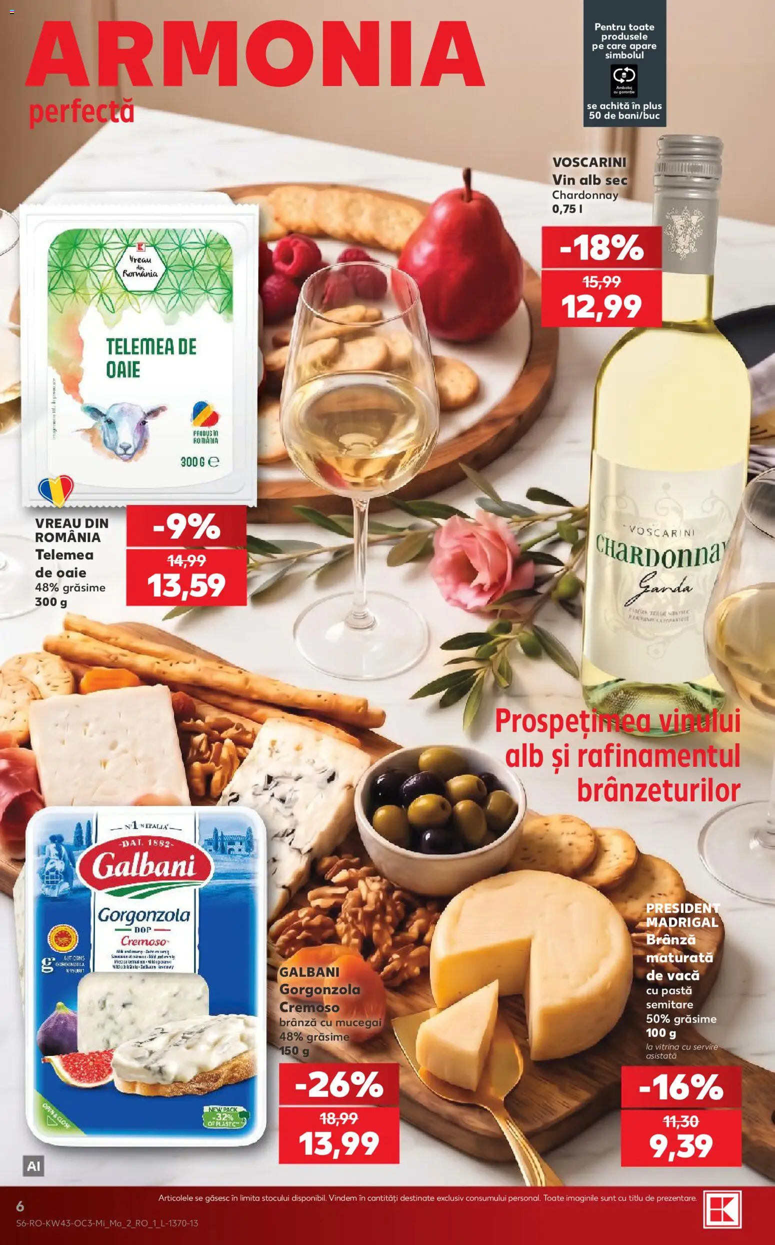 Catalog Kaufland 21 - 26 Octombrie 2026 | Pagina 6 | Produse: Vin alb, Brânză, Gorgonzola, Vin