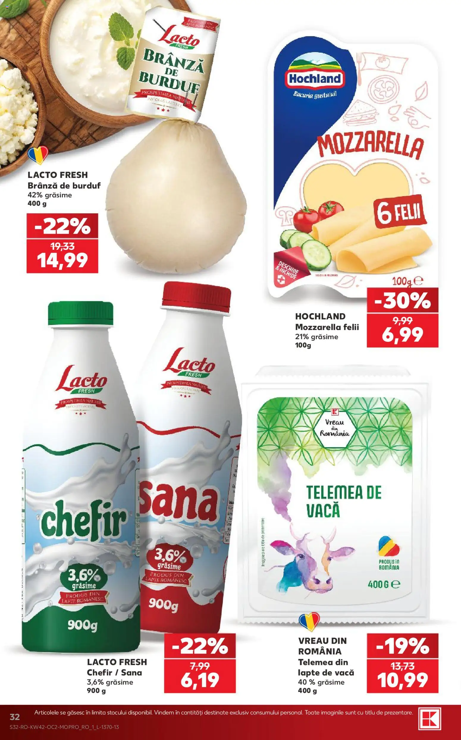 Catalog Kaufland 14 - 19 Octombrie 2026 | Pagina 32 | Produse: Branza de burduf, Mozzarella, Lapte, Brânză