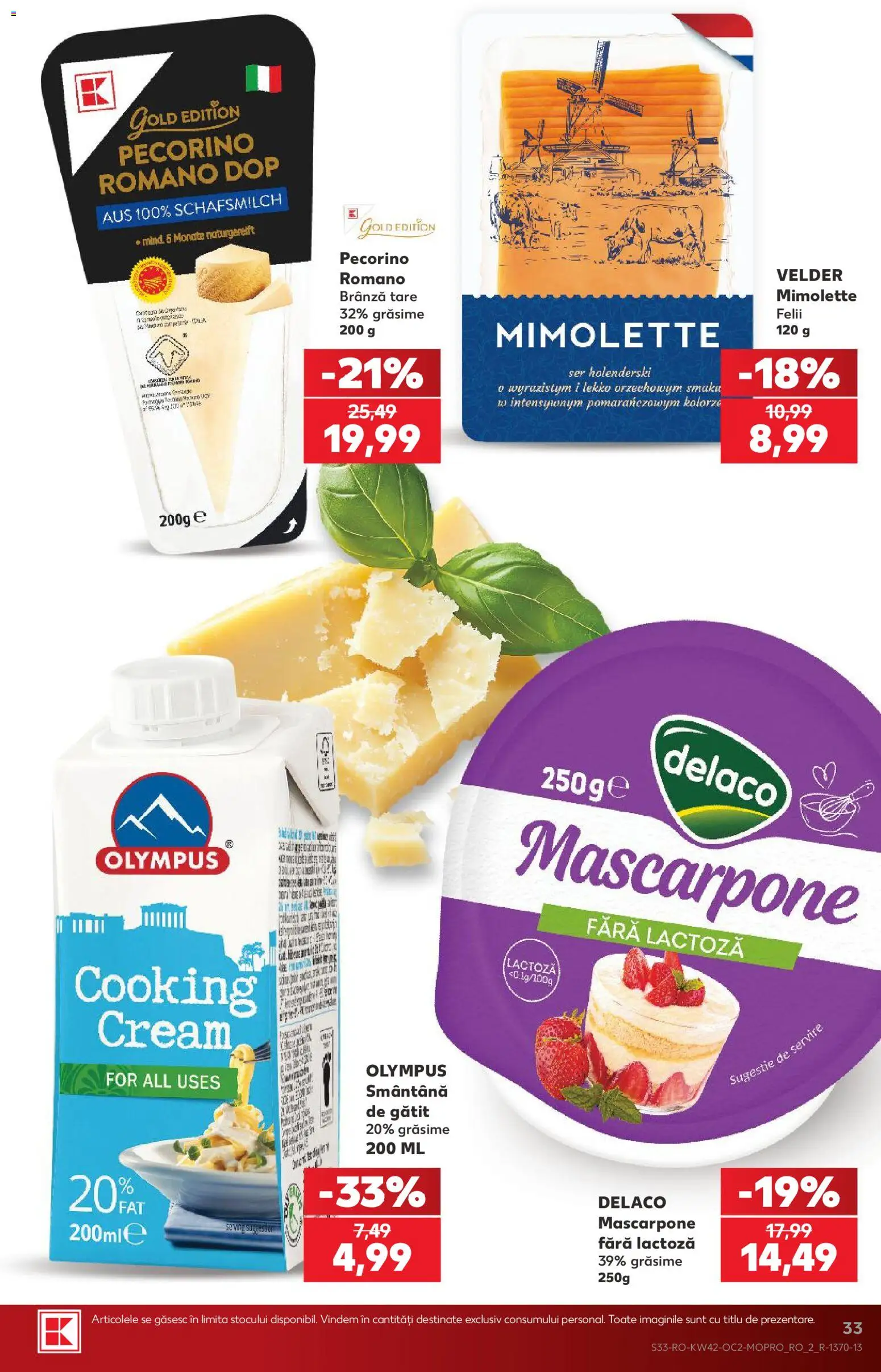 Catalog Kaufland 14 - 19 Octombrie 2026 | Pagina 33 | Produse: Delaco, Brânză, Mascarpone, Smântână