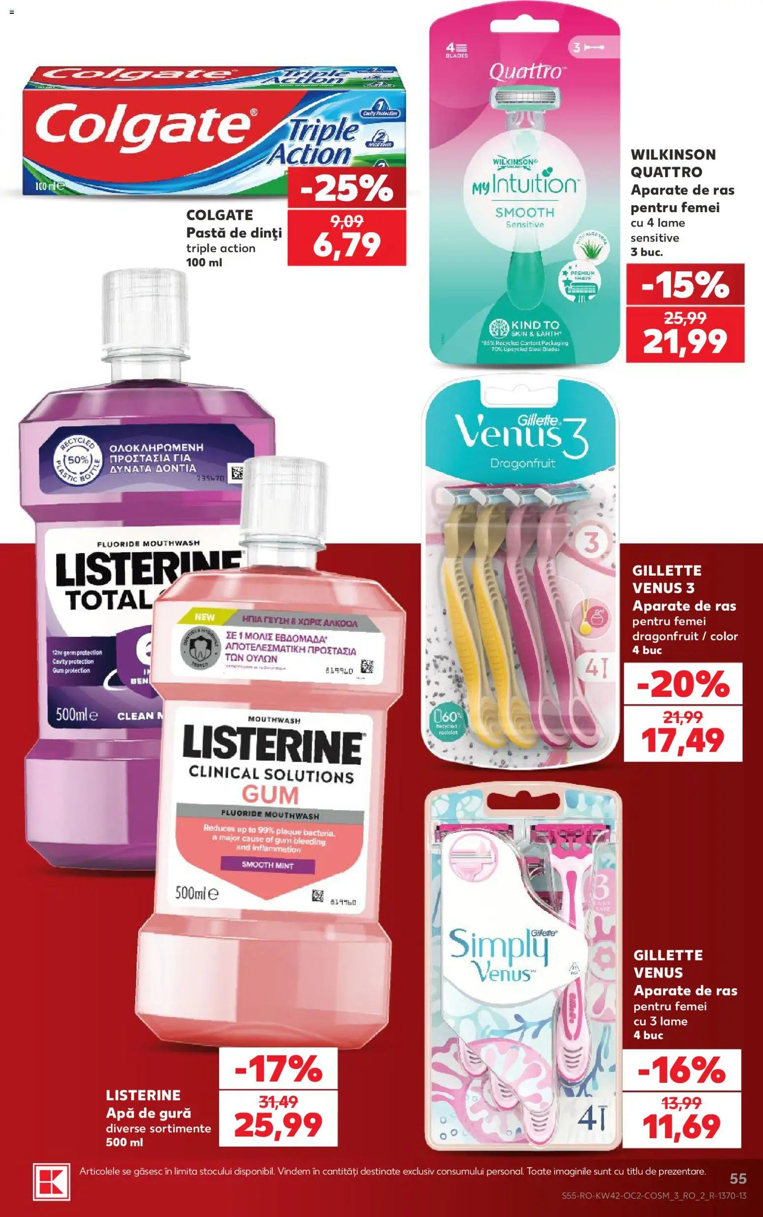 Catalog Kaufland 14 - 19 Octombrie 2026 | Pagina 55 | Produse: Clean, Gillette Venus, Apă de gură, Apă