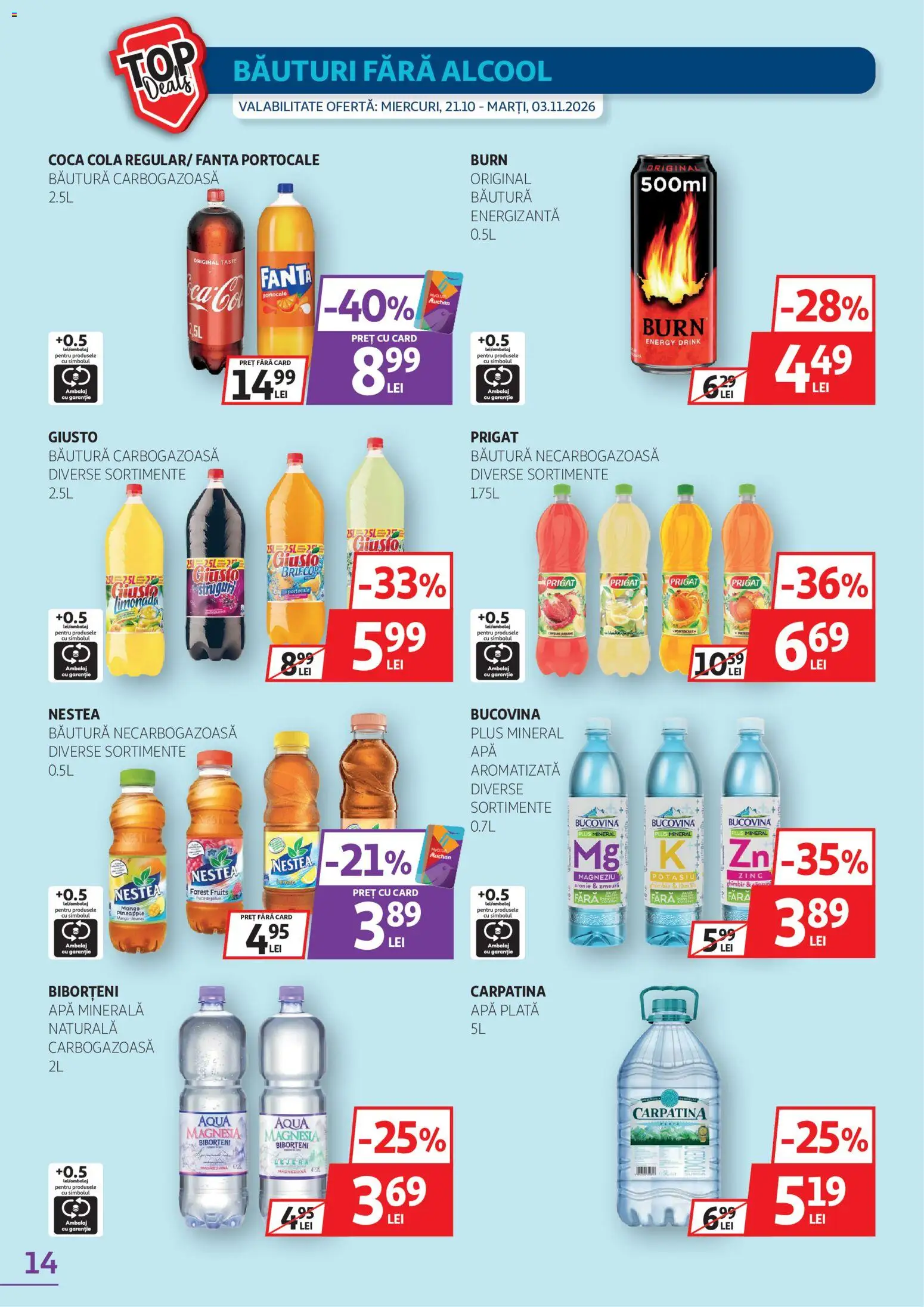 Catalog Auchan 21 Octombrie - 2 Noiembrie 2026 | Pagina 14 | Produse: Fanta, Coca cola, Portocale, Mango