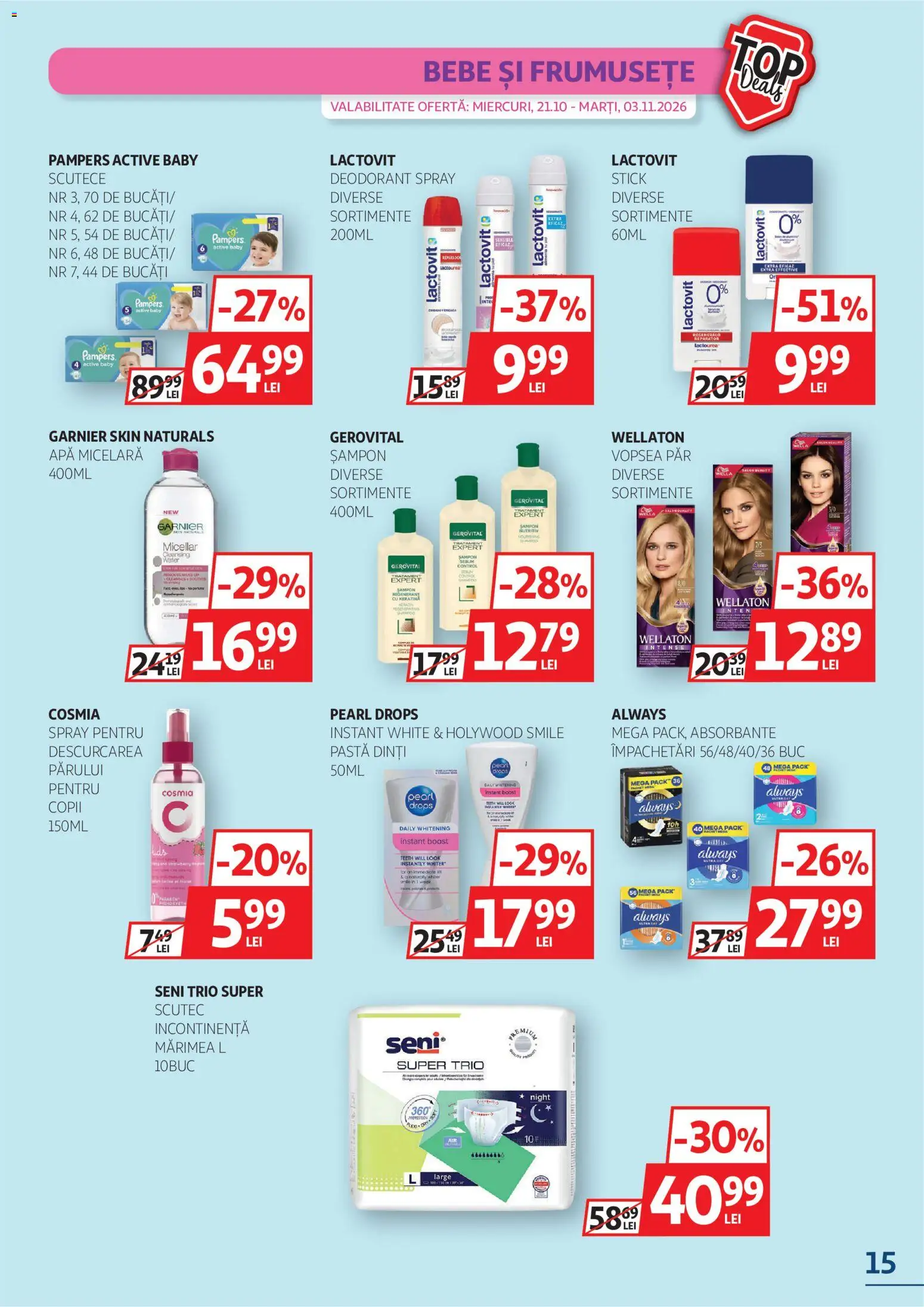 Catalog Auchan 21 Octombrie - 2 Noiembrie 2026 | Pagina 15 | Produse: Pampers, Vopsea, Active, Intense