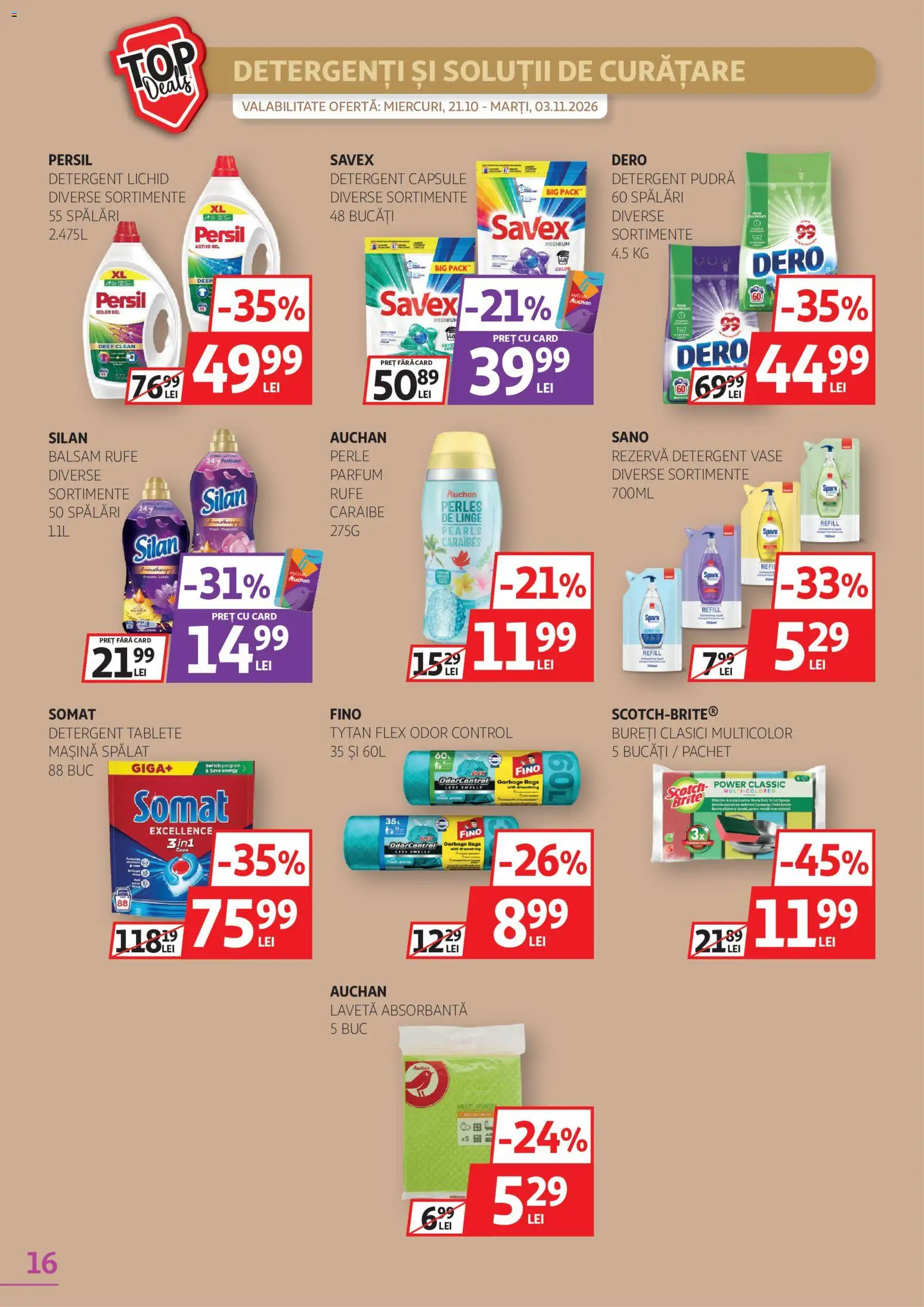 Catalog Auchan 21 Octombrie - 2 Noiembrie 2026 | Pagina 16 | Produse: Premium, Clean, Detergent, Power