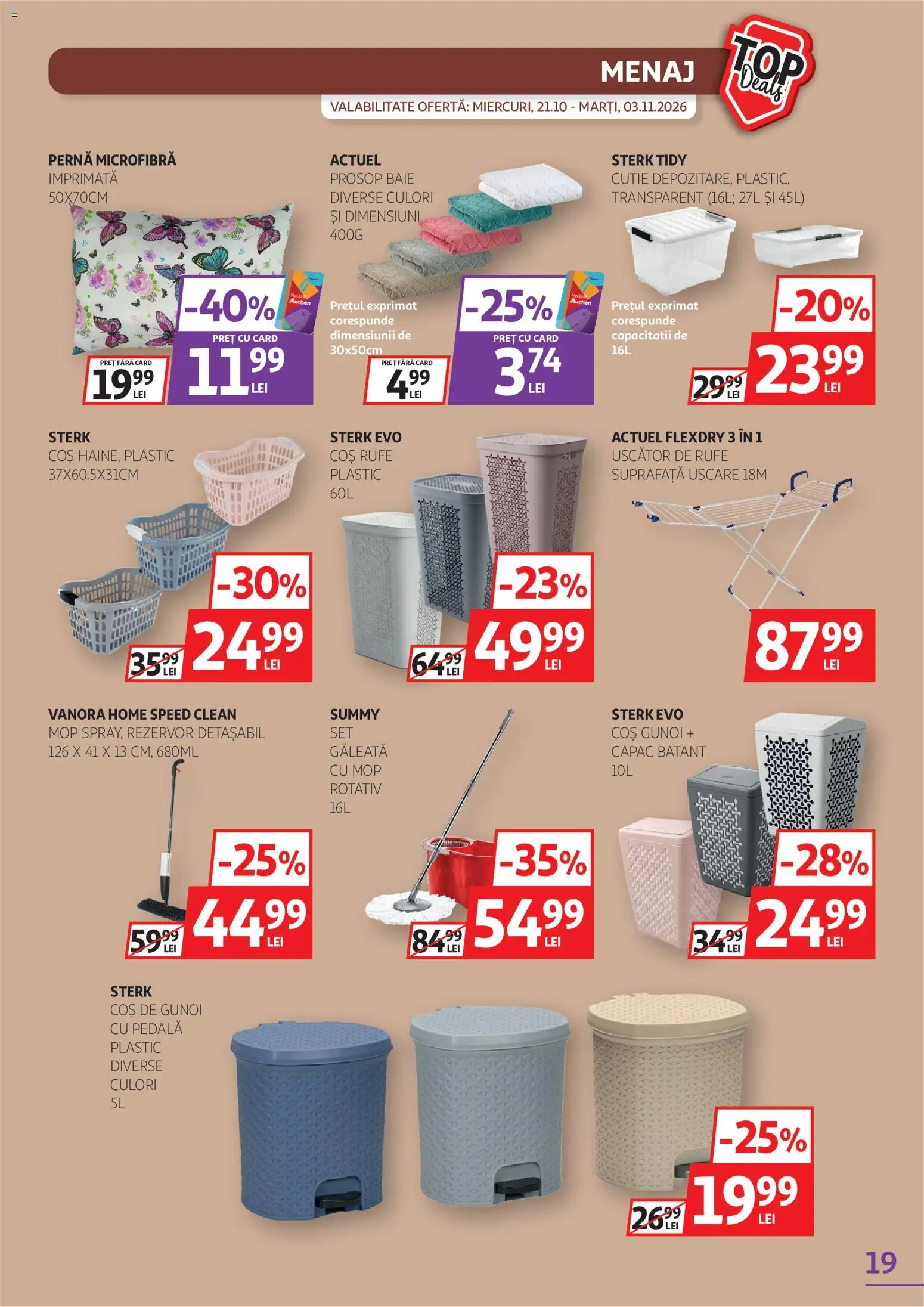 Catalog Auchan 21 Octombrie - 2 Noiembrie 2026 | Pagina 19 | Produse: Clean, Pernă, Uscător de Rufe, Cutie