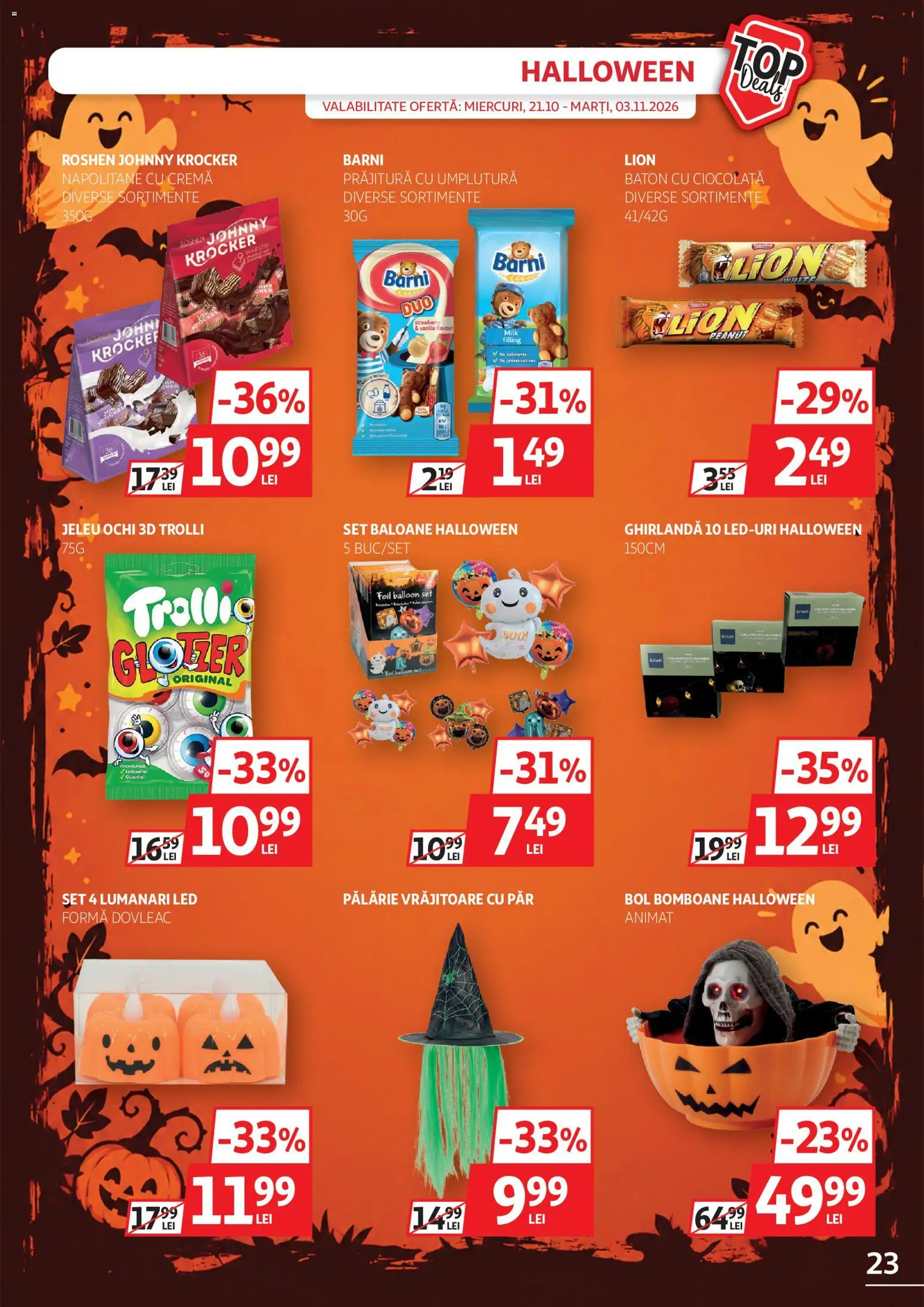 Catalog Auchan 21 Octombrie - 2 Noiembrie 2026 | Pagina 23 | Produse: Pălărie, Dovleac, Ochi, LED