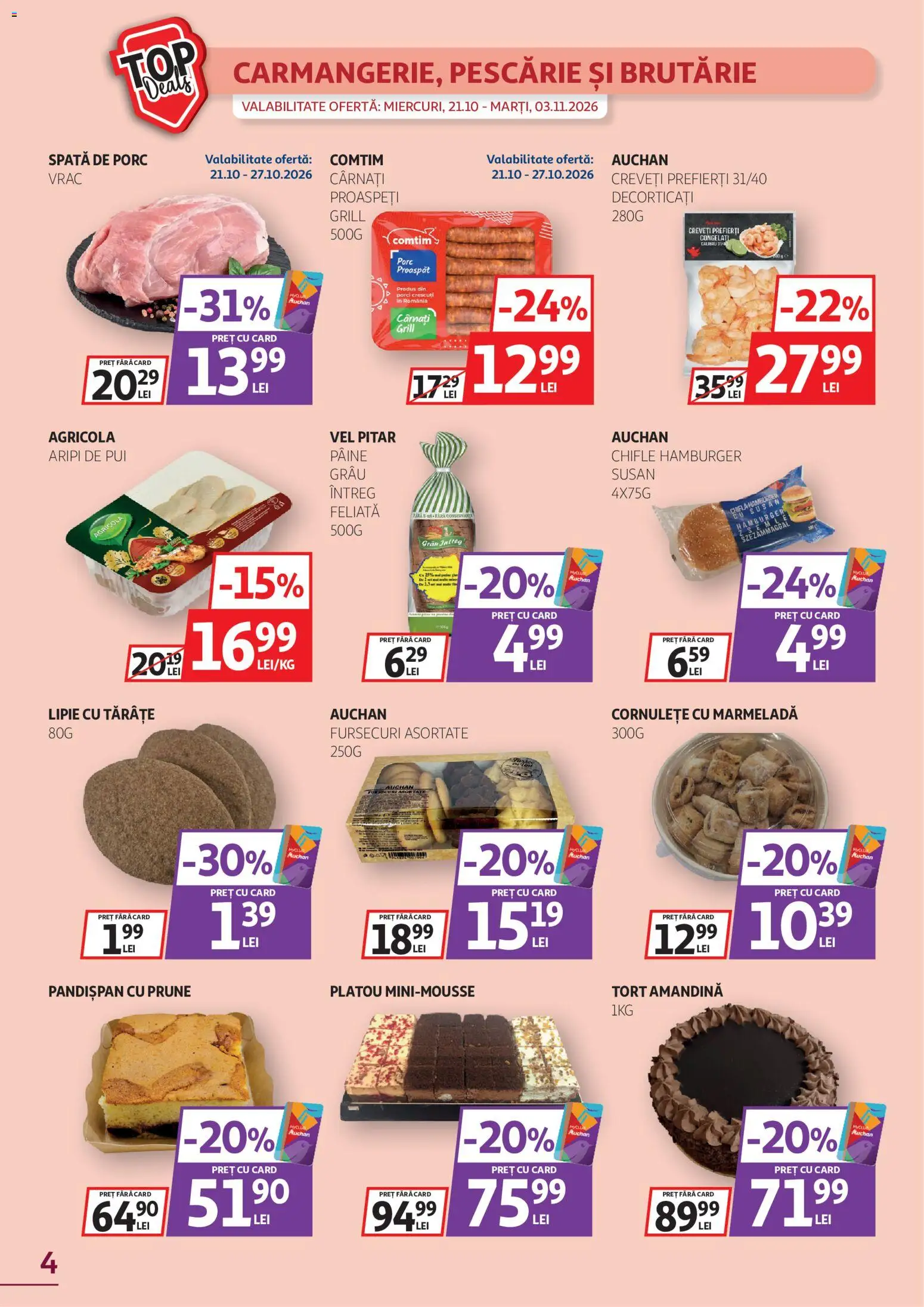 Catalog Auchan 21 Octombrie - 2 Noiembrie 2026 | Pagina 4 | Produse: Agricola, Amandină, Hamburger, Cornulețe