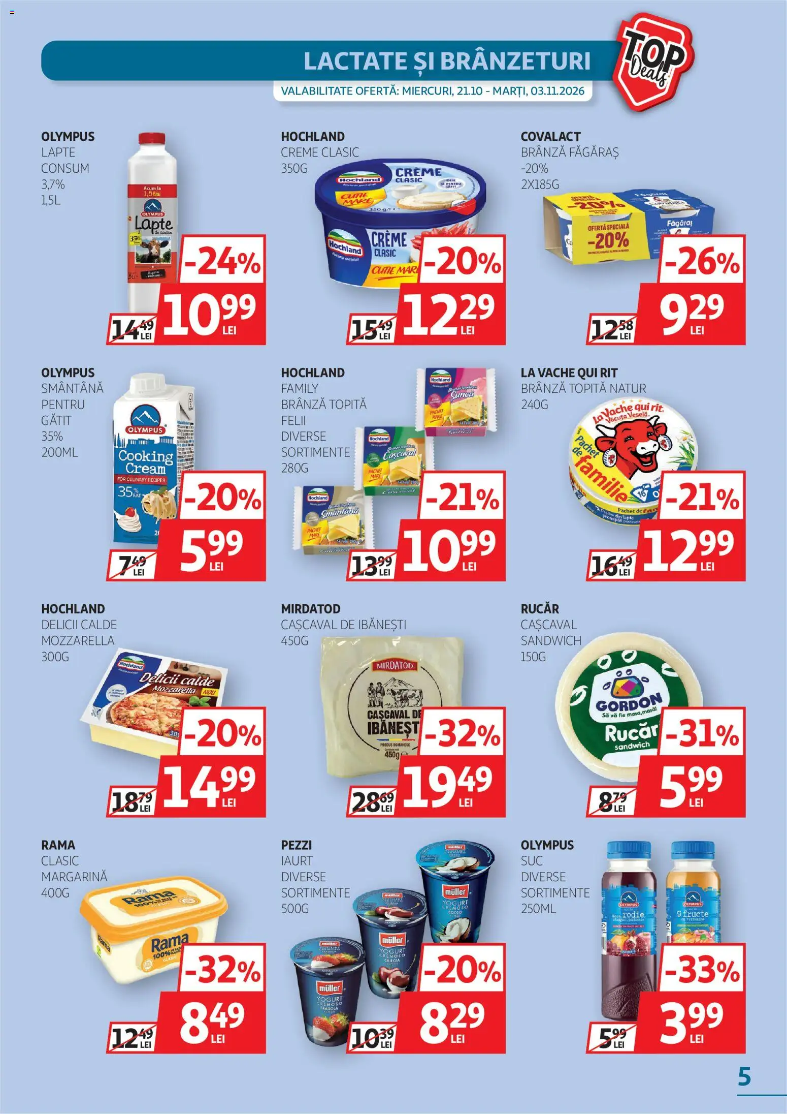 Catalog Auchan 21 Octombrie - 2 Noiembrie 2026 | Pagina 5 | Produse: Mozzarella, Brânză, Rama, Smântână