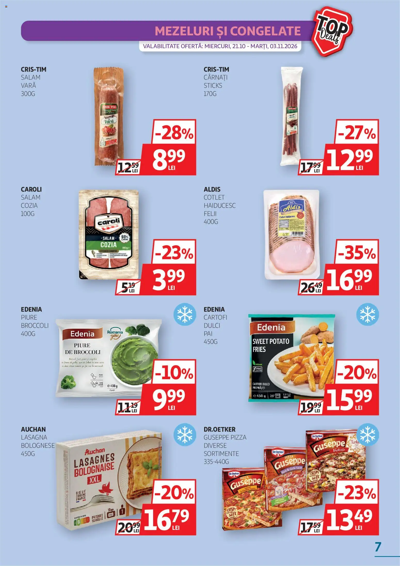 Catalog Auchan 21 Octombrie - 2 Noiembrie 2026 | Pagina 7 | Produse: Cotlet, Cartofi dulci, Salam, Broccoli