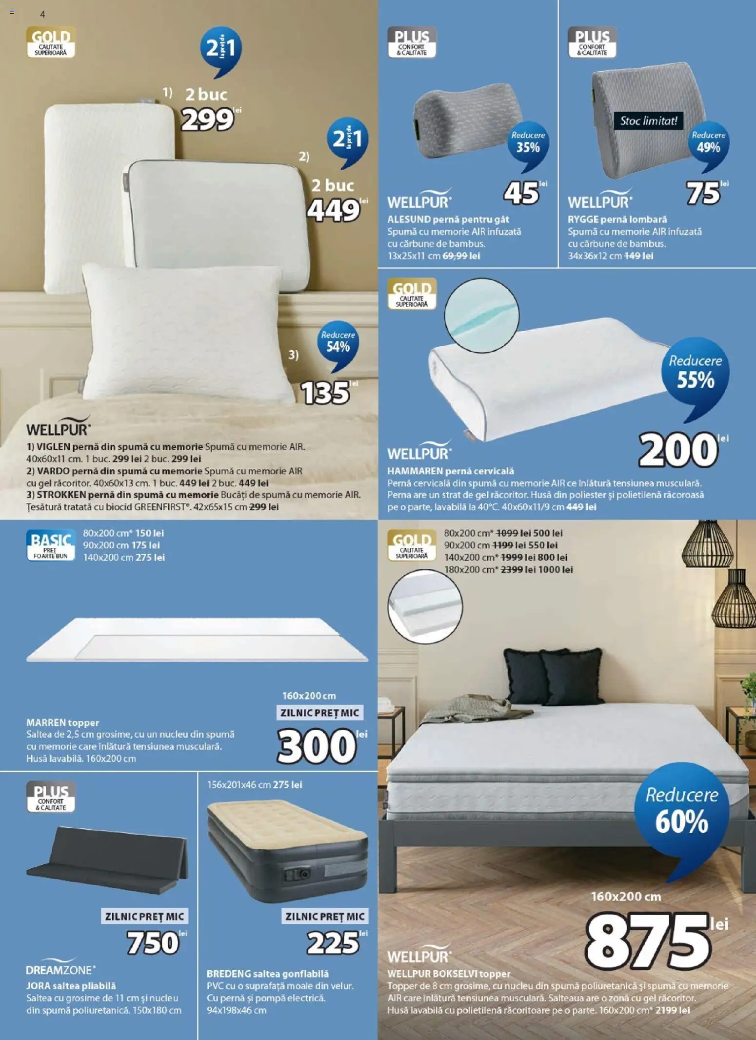 Catalog JYSK 24 Octombrie - 22 Noiembrie 2026 | Pagina 4 | Produse: Saltea, Pernă, Saltea gonflabilă, Plus