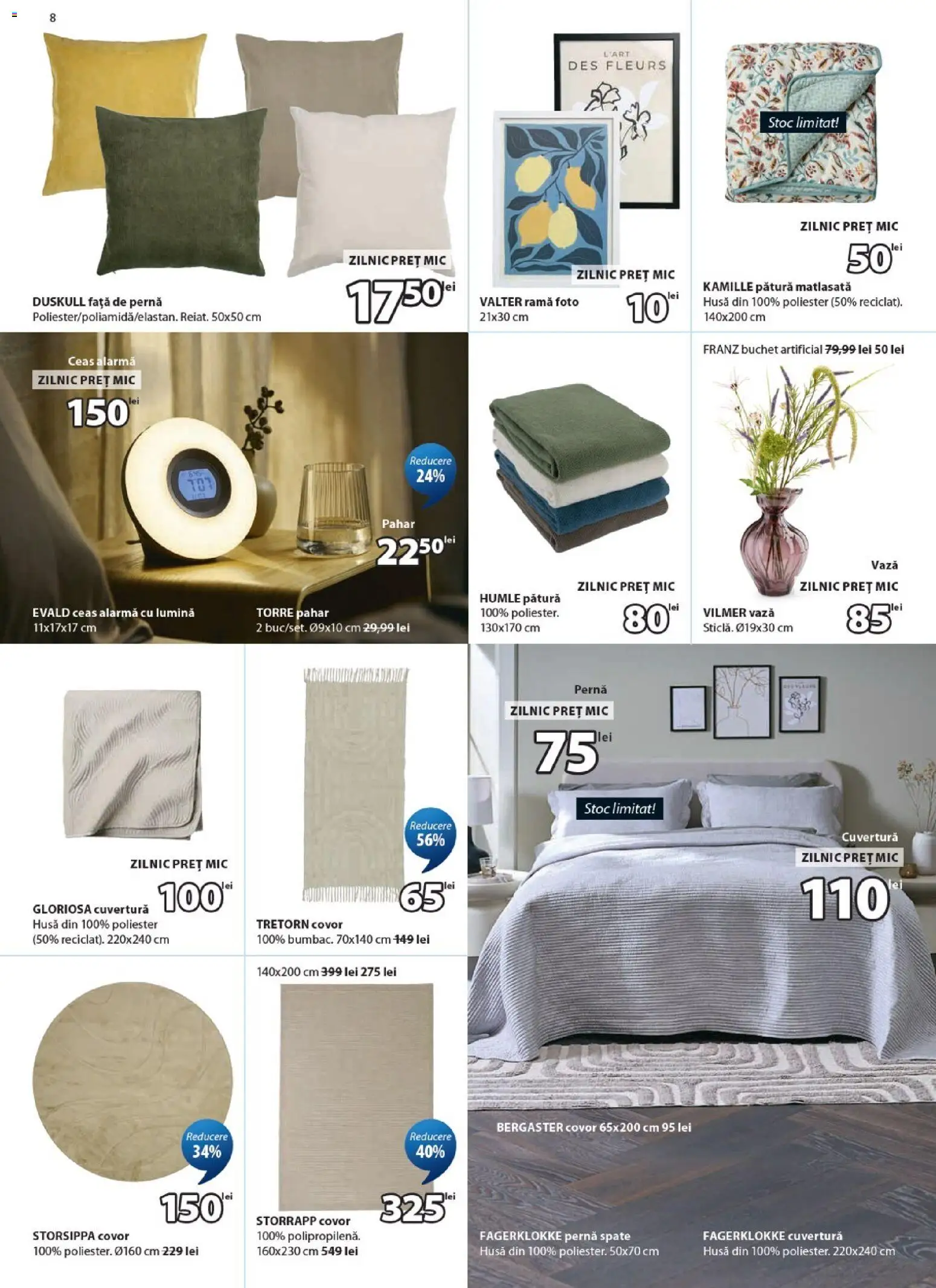 Catalog JYSK 24 Octombrie - 22 Noiembrie 2026 | Pagina 8 | Produse: Ceas, Cuvertură, Covor, Față de pernă