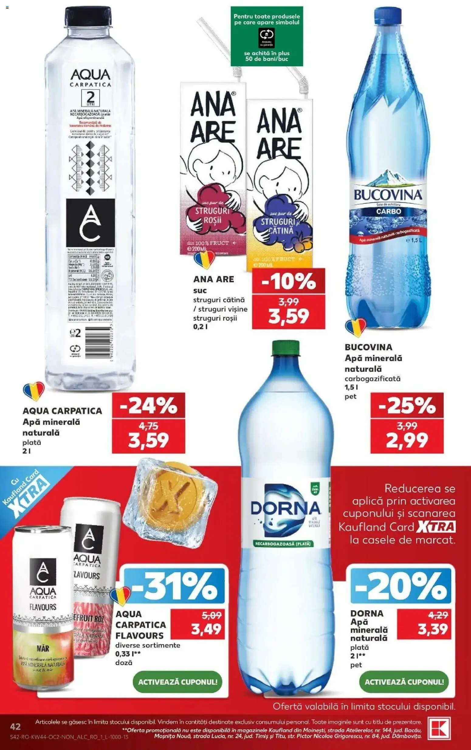 Catalog Kaufland 28 Octombrie - 2 Noiembrie 2026 | Pagina 42 | Produse: Apa minerala, Aqua Carpatica, Roșii, Plus